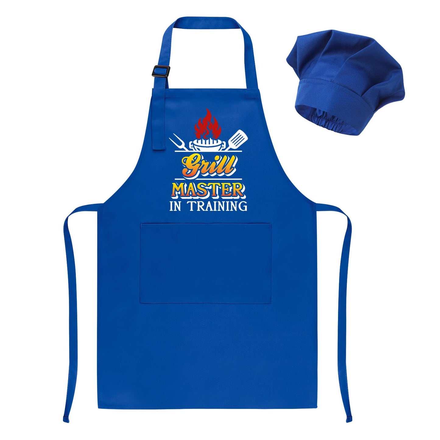 XLSXEXCL Kids Apron & Chef Hat Set - Adjustable Blue for Cooking, Baking & Art