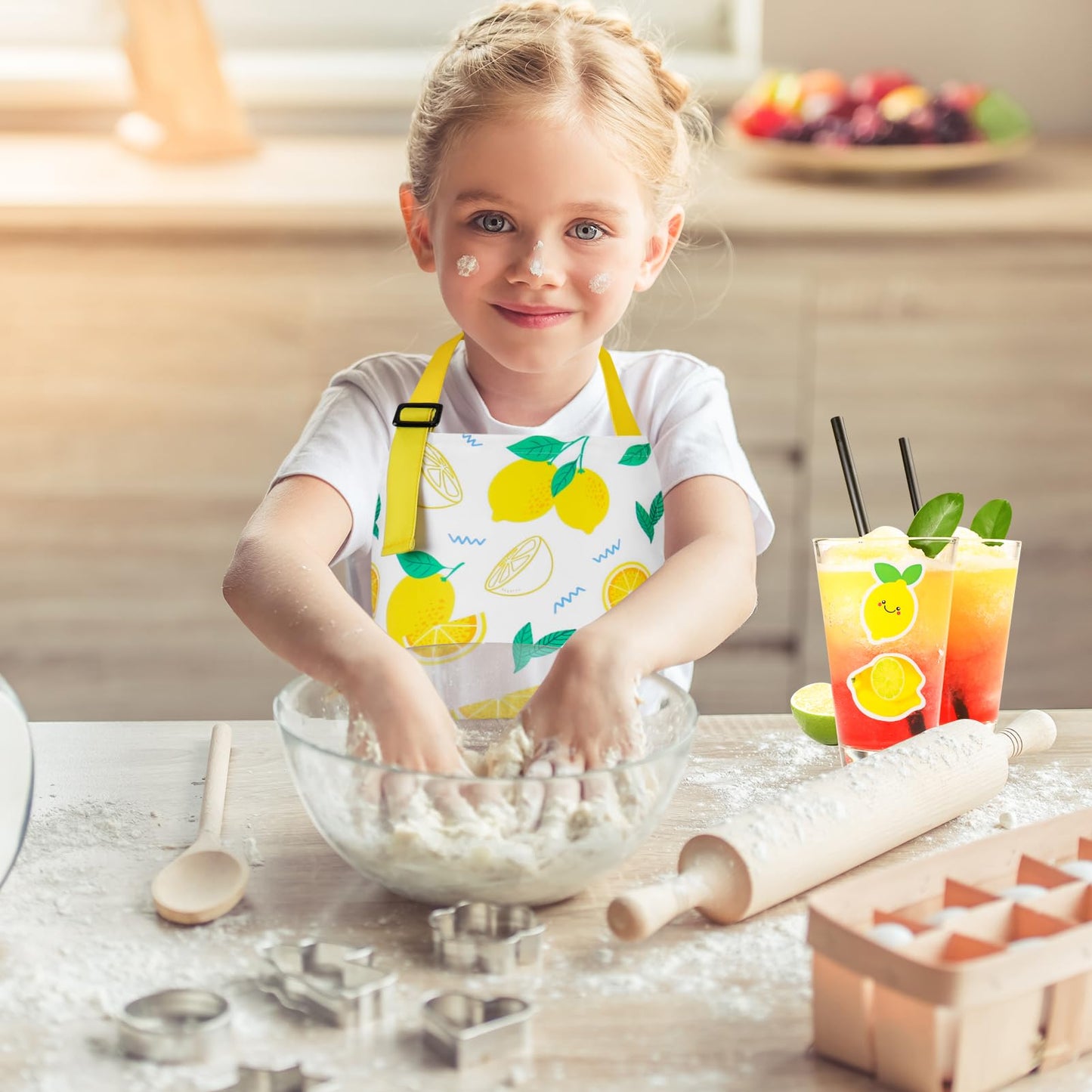 XLSXEXCL 2-Pack Lemon Kids Aprons | Adjustable for Painting, Cooking & Lemonade Stands