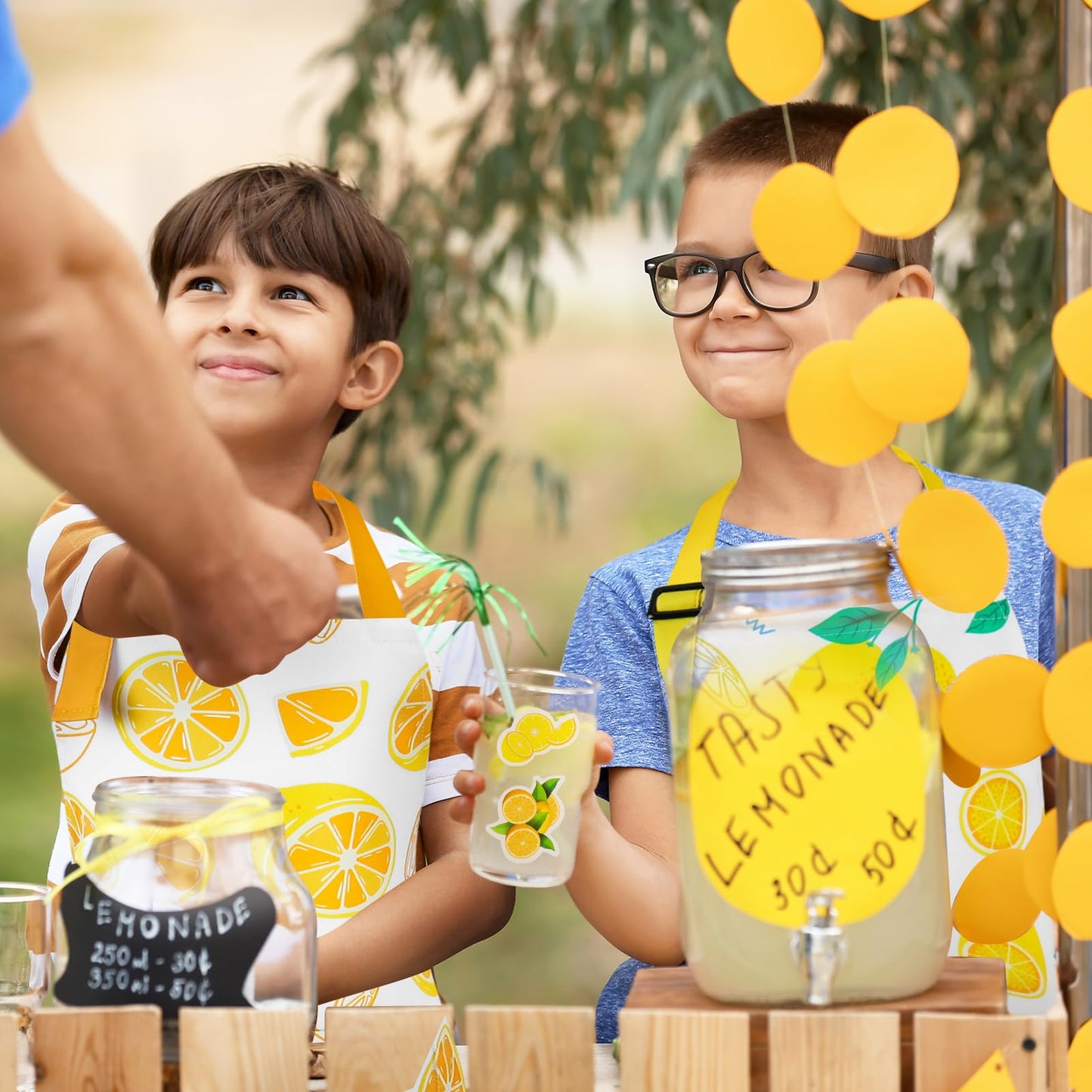 XLSXEXCL 2-Pack Lemon Kids Aprons | Adjustable for Painting, Cooking & Lemonade Stands