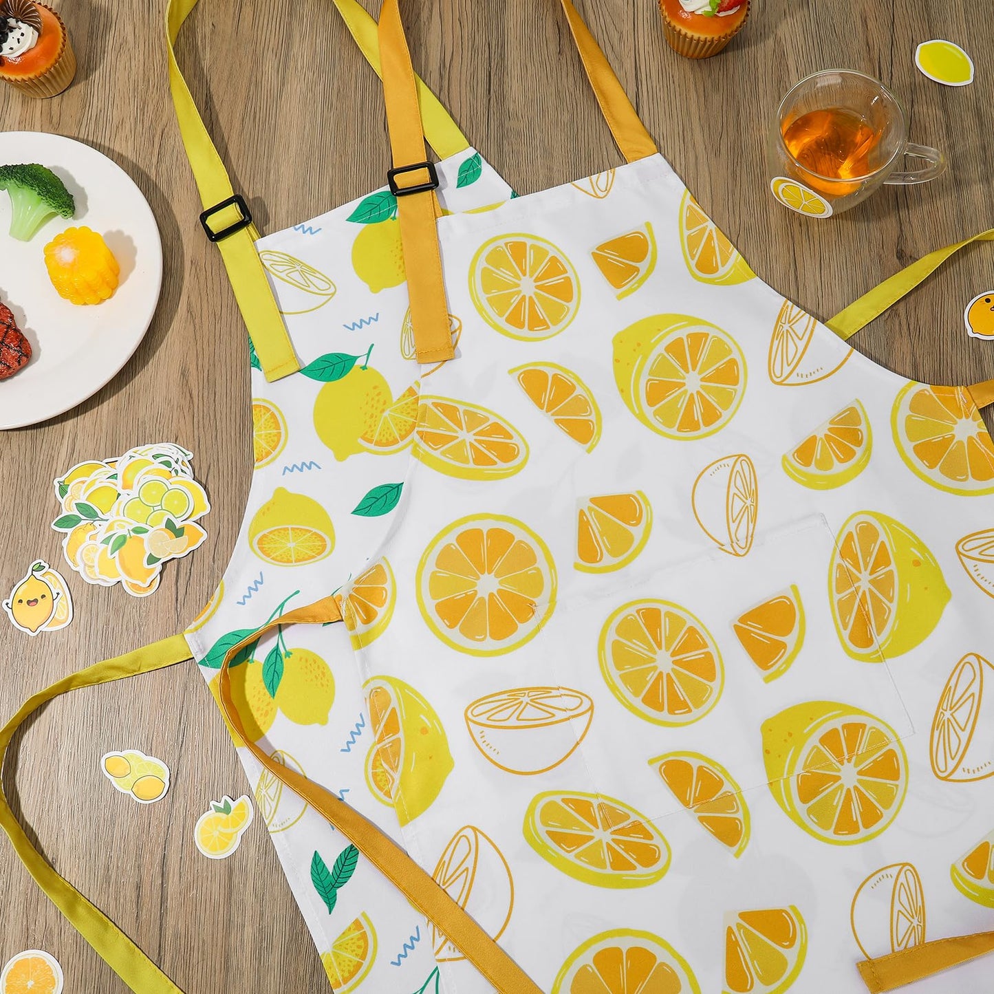 XLSXEXCL 2-Pack Lemon Kids Aprons | Adjustable for Painting, Cooking & Lemonade Stands