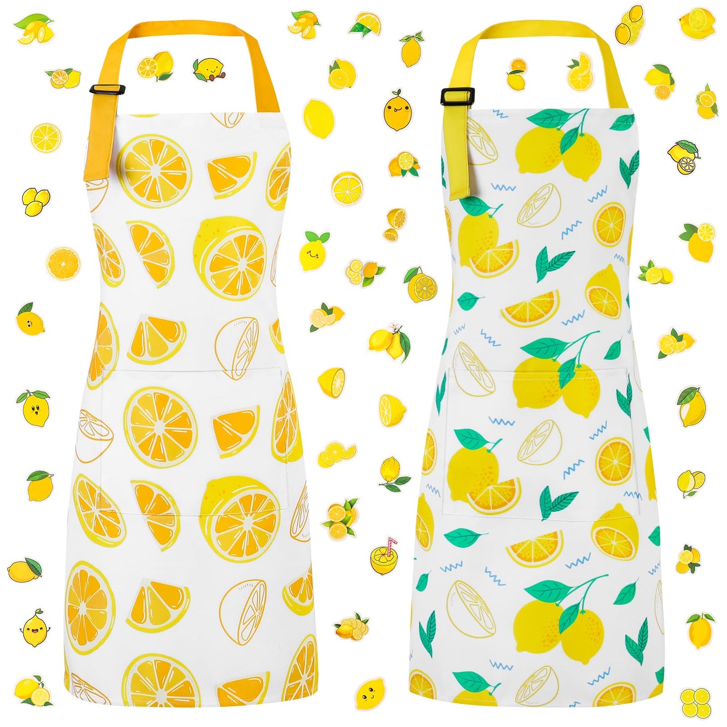 XLSXEXCL 2-Pack Lemon Kids Aprons | Adjustable for Painting, Cooking & Lemonade Stands