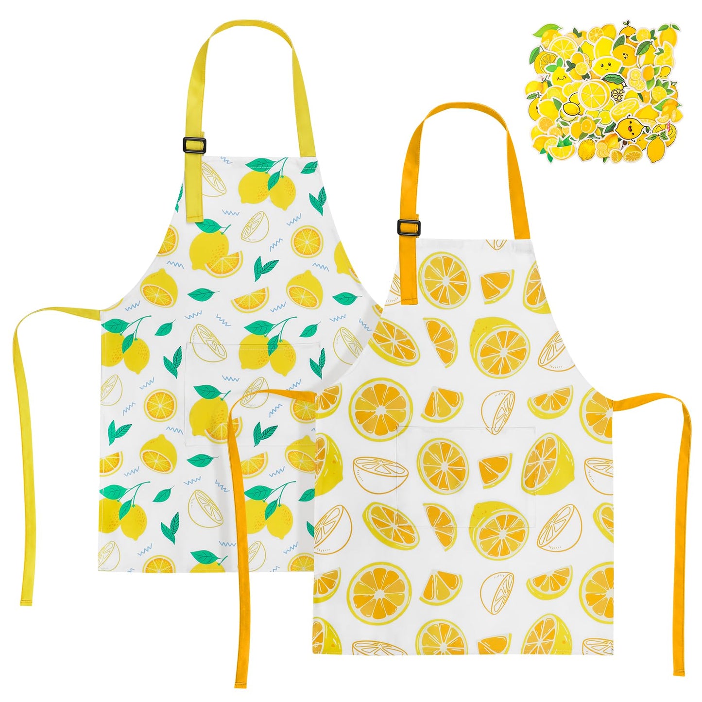 XLSXEXCL 2-Pack Lemon Kids Aprons | Adjustable for Painting, Cooking & Lemonade Stands