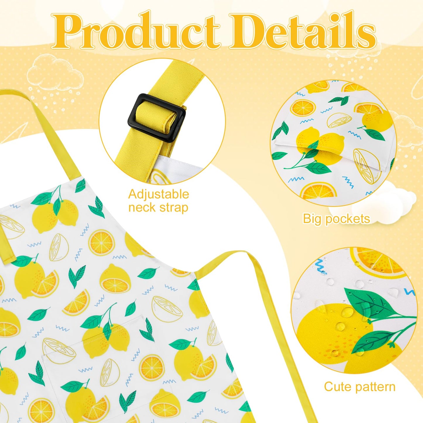 XLSXEXCL 2-Pack Lemon Kids Aprons | Adjustable for Painting, Cooking & Lemonade Stands