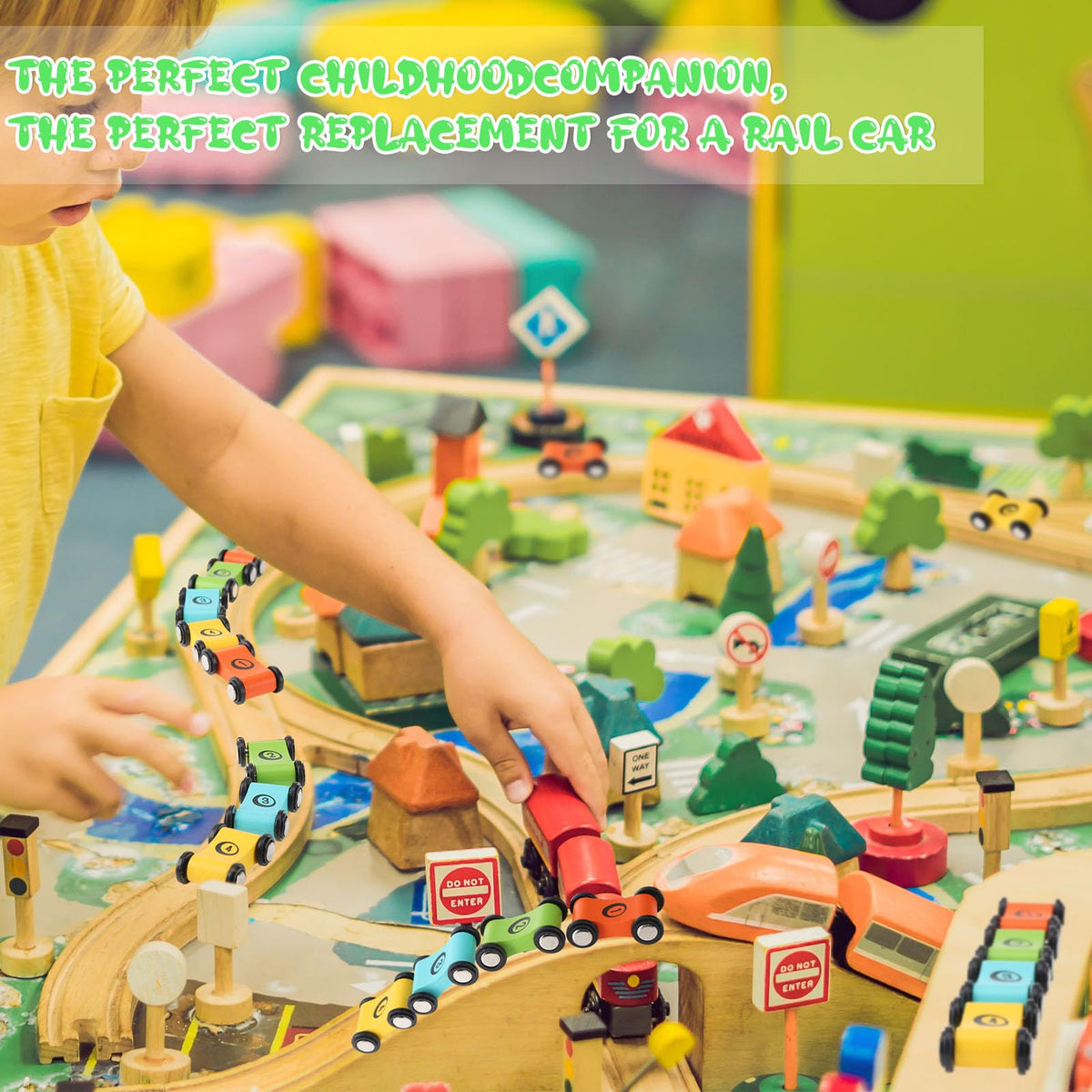 XLSXEXCL 24 Pcs Wooden Cars for Ramp – Bright Colorful Car Set for Race Tracks | Ages 3+
