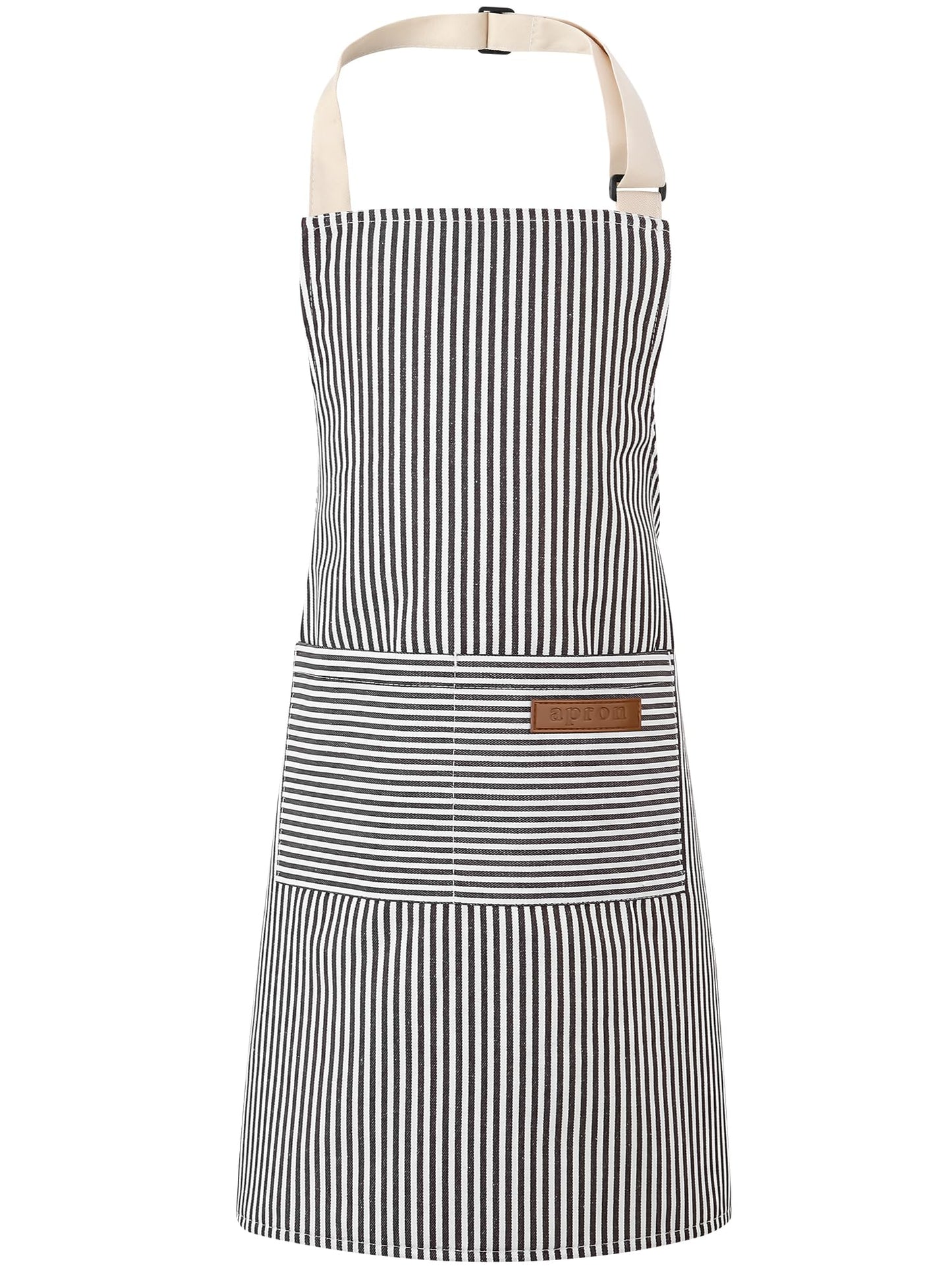 XLSXEXCL Stripes Kids Apron – 2 Pockets, Grey, Durable Polyester Blend