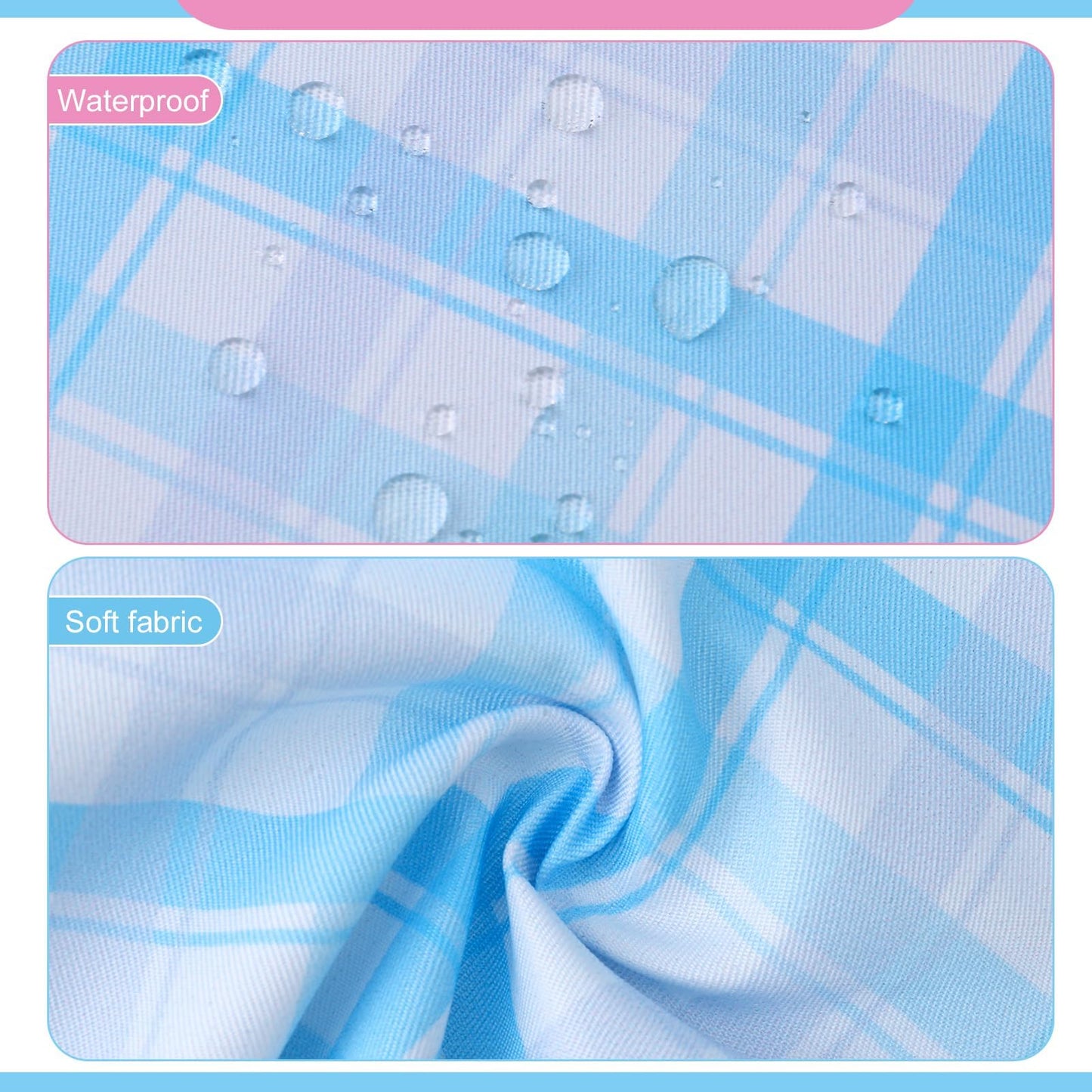XLSXEXCL 2 Pack Toddler Aprons – Plaid Powder Pink & Blue | Adjustable Kids Chef & Art Smocks (Ages 6–12)