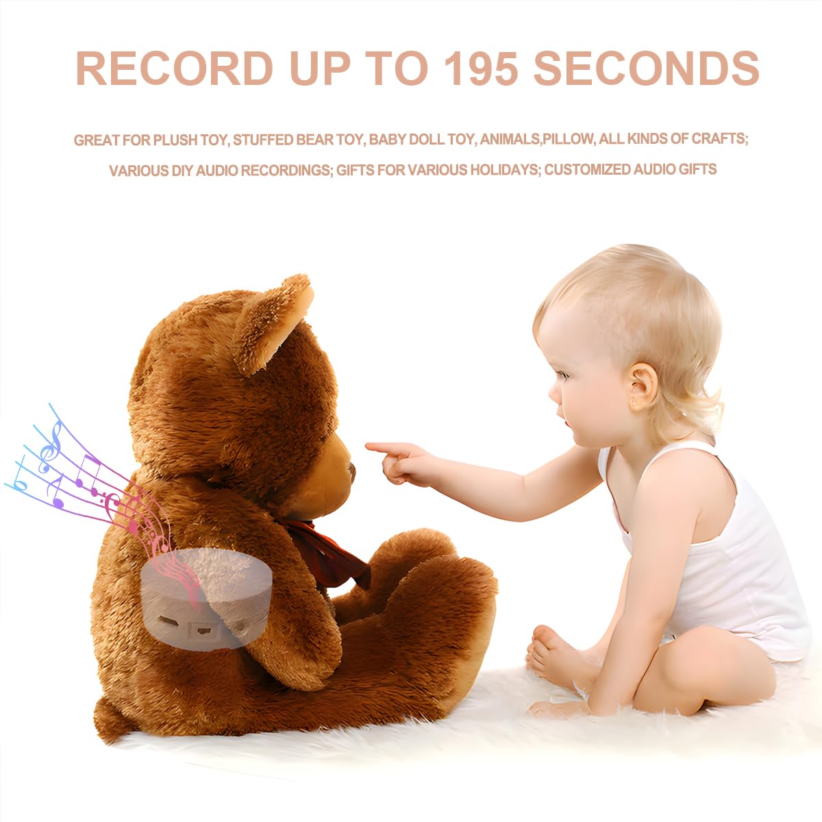 XLW Voice Recorder for Plush Toys – 195 Seconds, USB Rechargeable, Easy to Use
