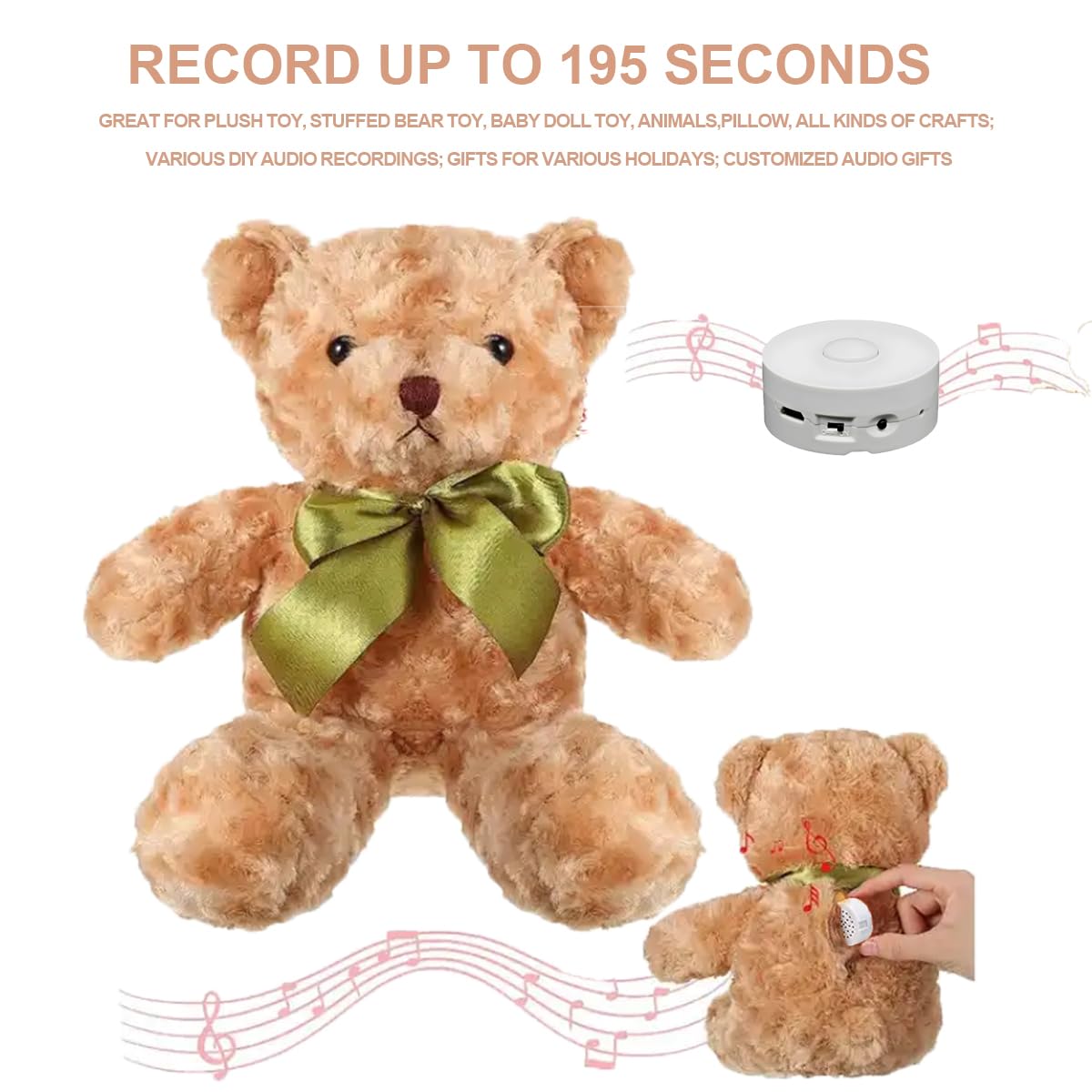 XLW 195 Seconds Voice Recorder for Plush Toys – USB Rechargeable, Custom Messages