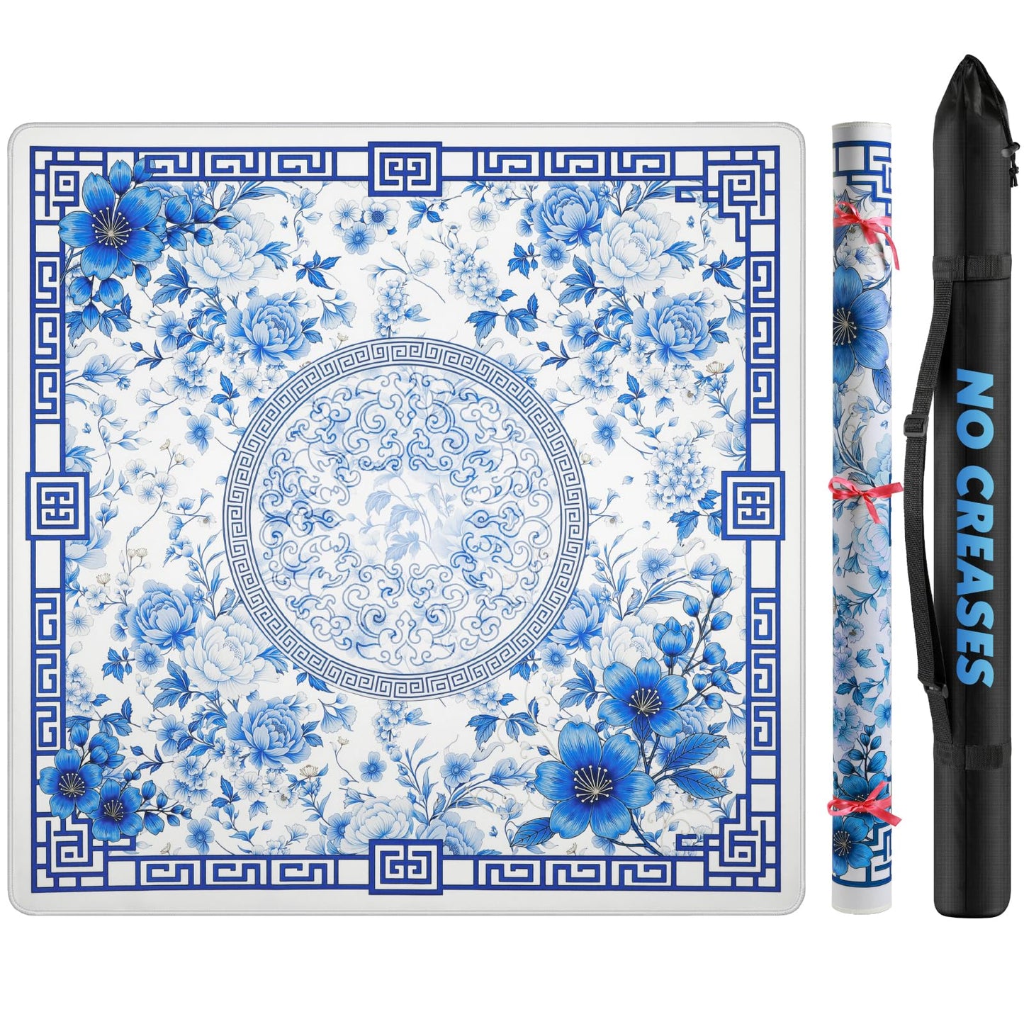 Xmoiqer Mahjong Mat 33x33 Inch – No-Crease, Anti-Slip, Noise-Reducing Table Mat with Carry Bag