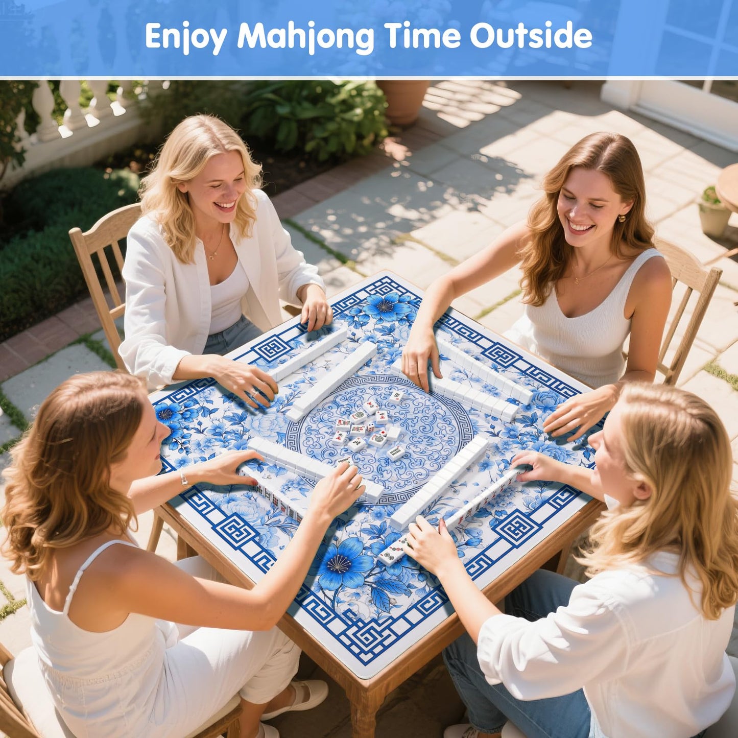 Xmoiqer Mahjong Mat 33x33 Inch – No-Crease, Anti-Slip, Noise-Reducing Table Mat with Carry Bag