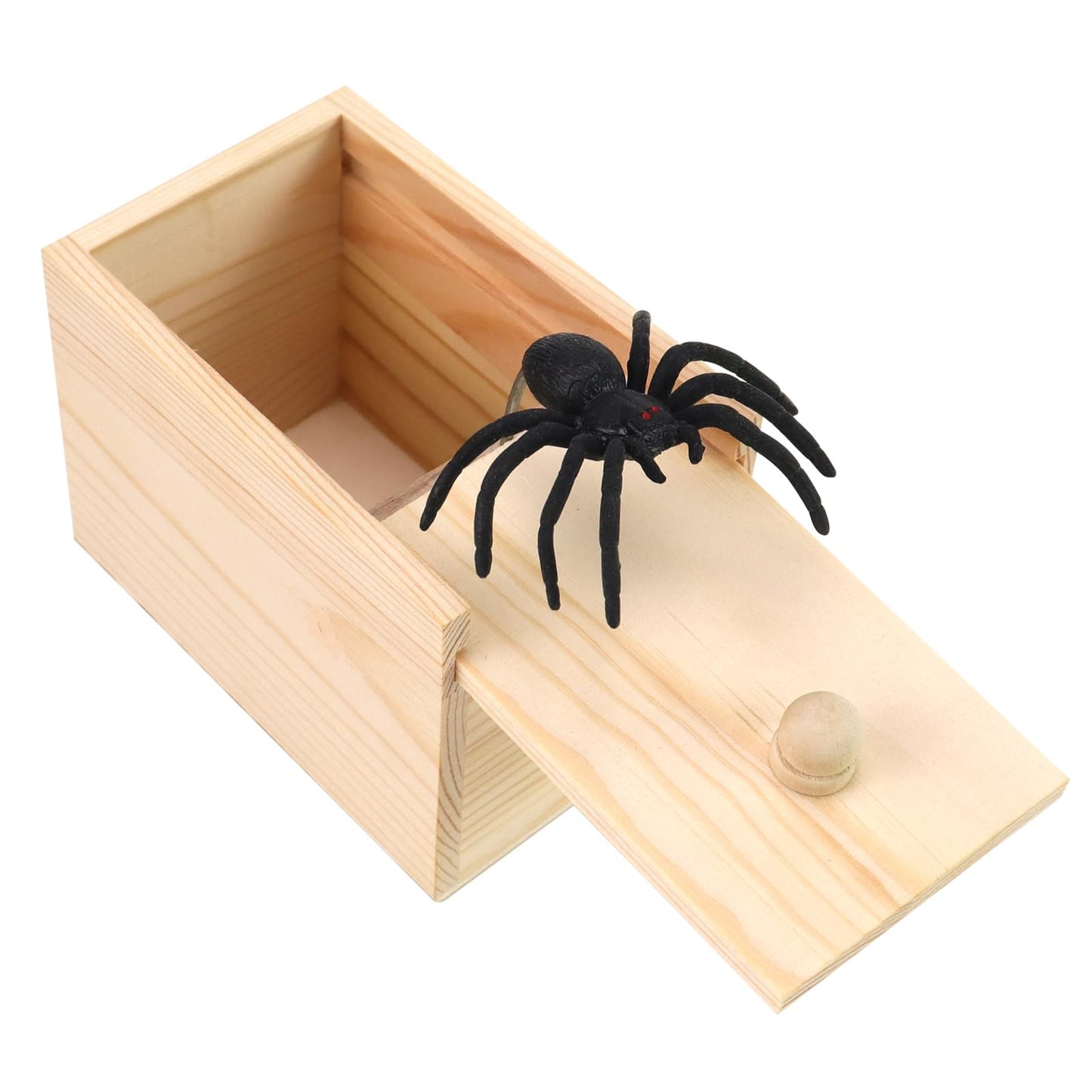 Xmoyaas Wooden Spider Prank Box – Hidden Rubber Spider Surprise Toy for Kids & Adults