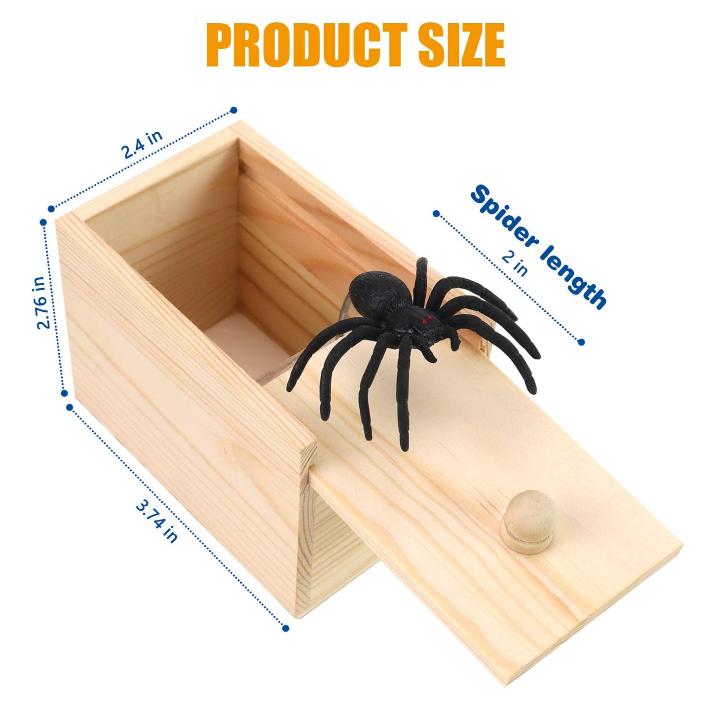Xmoyaas Wooden Spider Prank Box – Hidden Rubber Spider Surprise Toy for Kids & Adults