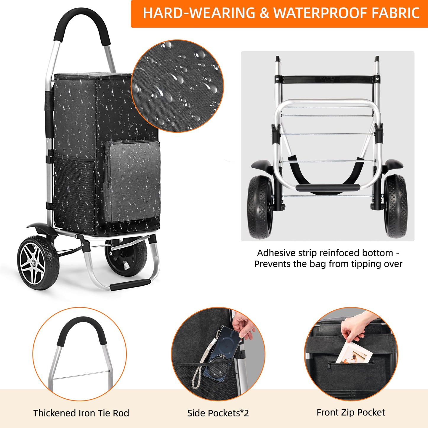 XMT 2-in-1 Foldable Shopping Cart — 330lbs Heavy Duty Utility Wagon for Groceries, Deliveries, Camping