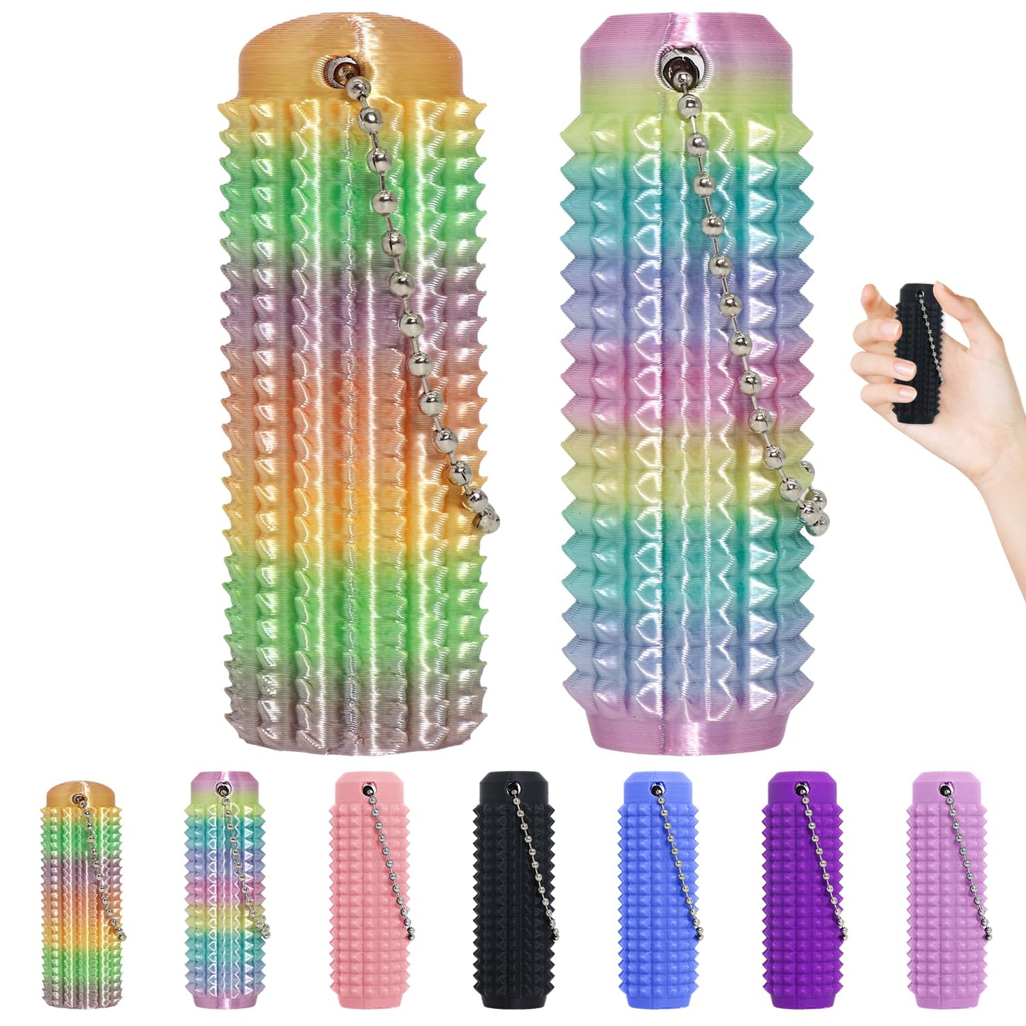 XNJAMG Little Ouchies Fidget Toys – Spiky Stress Relief Keychain (2pc Rainbow)
