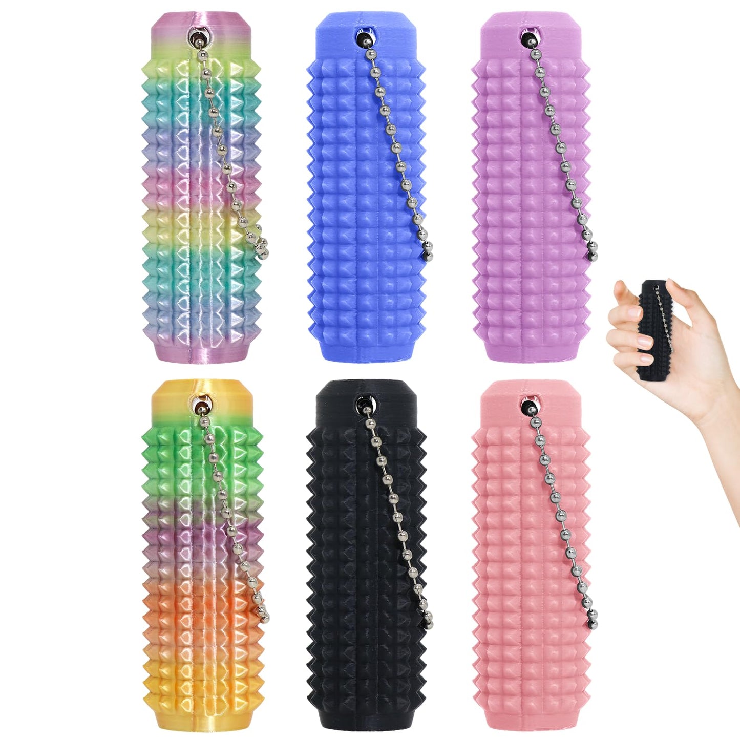 XNJAMG Little Ouchies Fidget Toys – Pain Stim Keychain (6-Pack)