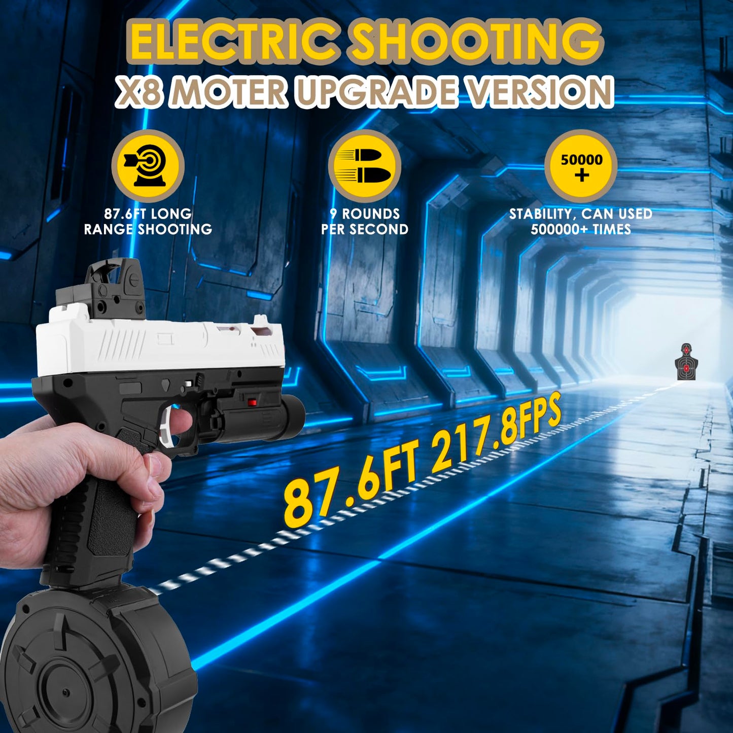 XnseelGQ Gel Toy X8 – 80 ft Range, 120+ FPS, Drum Mag, Goggles