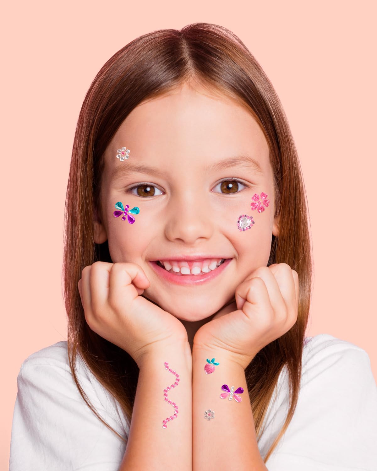 xo, Fetti Kids Face Gems – 38-Piece Pink, Purple & Blue Rhinestone Stickers