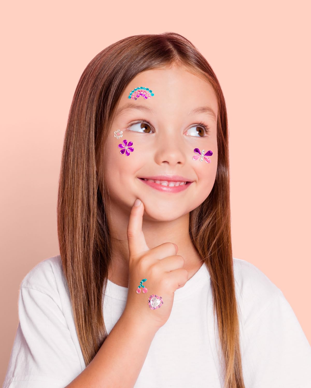 xo, Fetti Kids Face Gems – 38-Piece Pink, Purple & Blue Rhinestone Stickers