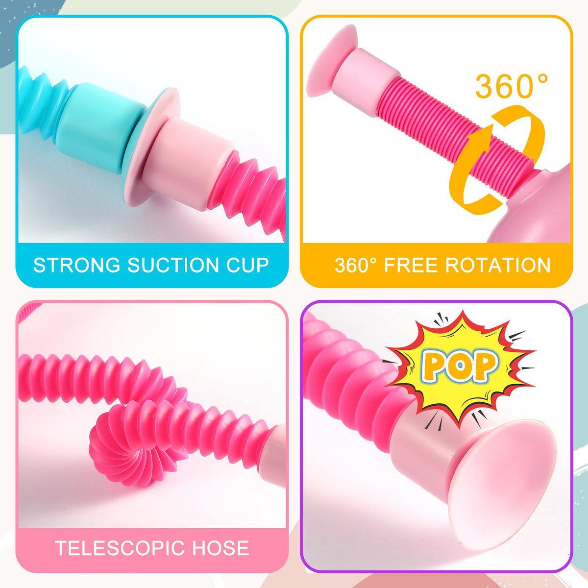 XONTEUS Giraffe Pop Tube Travel Toys – 4-Pack Sensory Fidget for Toddlers