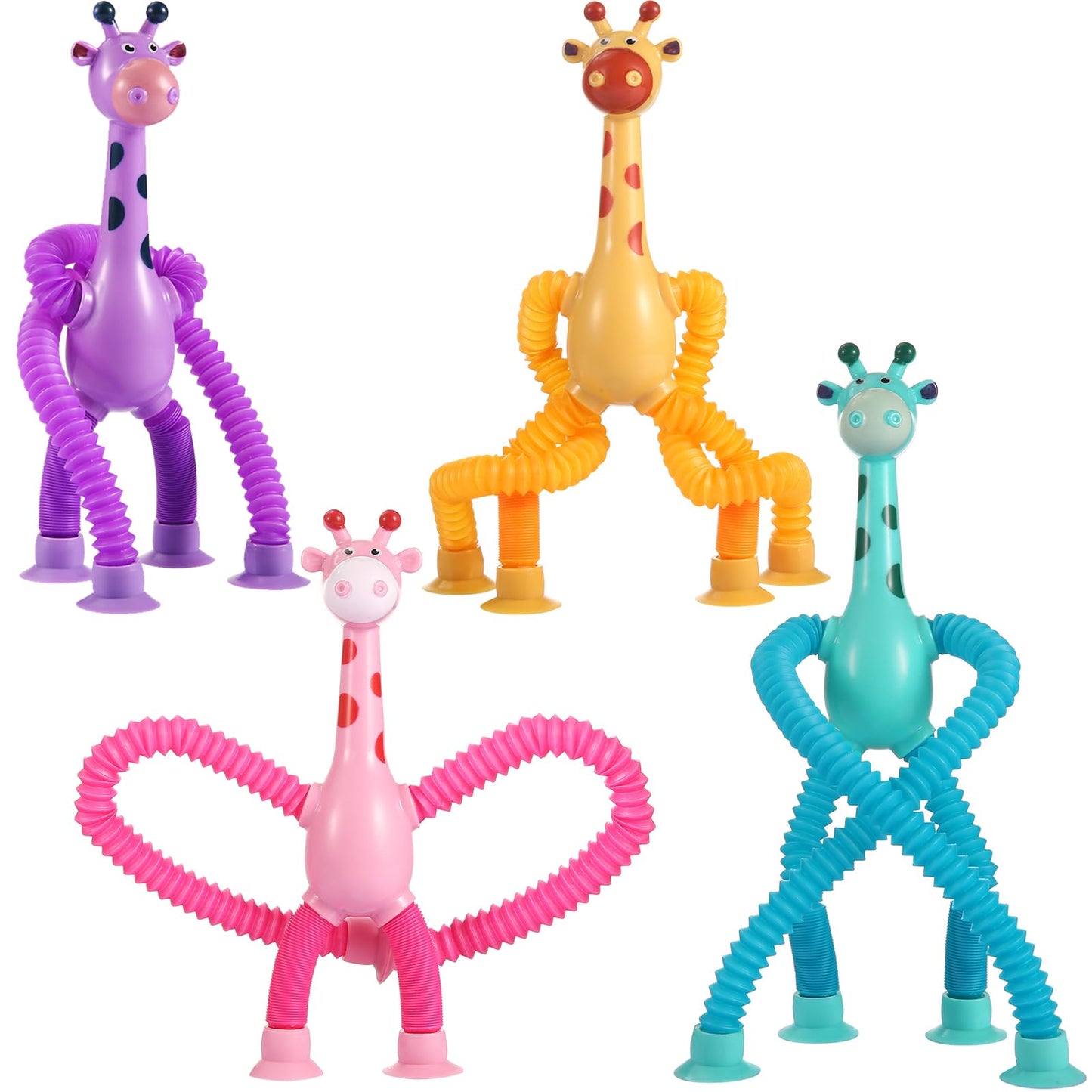 XONTEUS Giraffe Pop Tube Travel Toys – 4-Pack Sensory Fidget for Toddlers