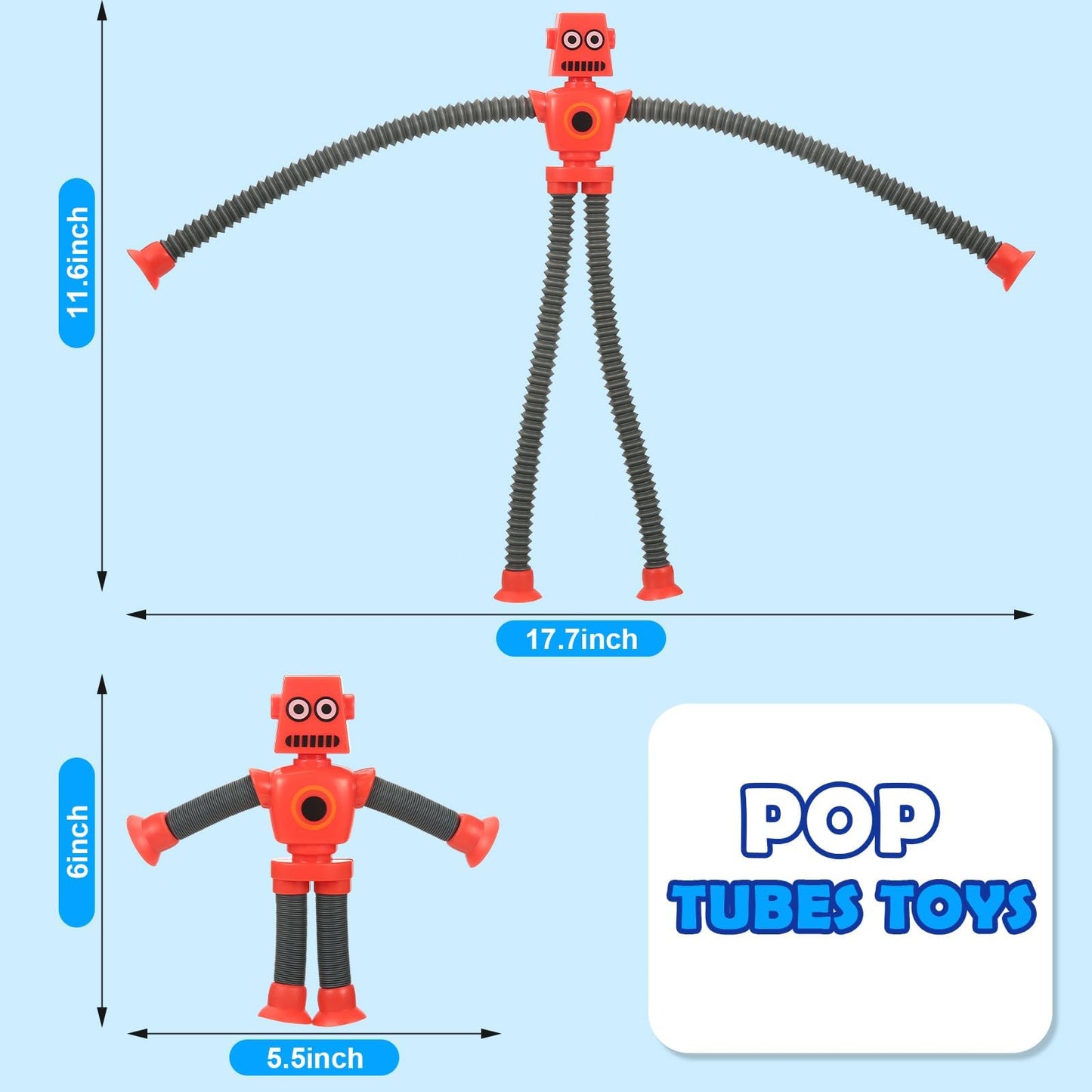 XONTEUS Robot Pop Tubes – 4 Pack Sensory Fidget Toys for Kids