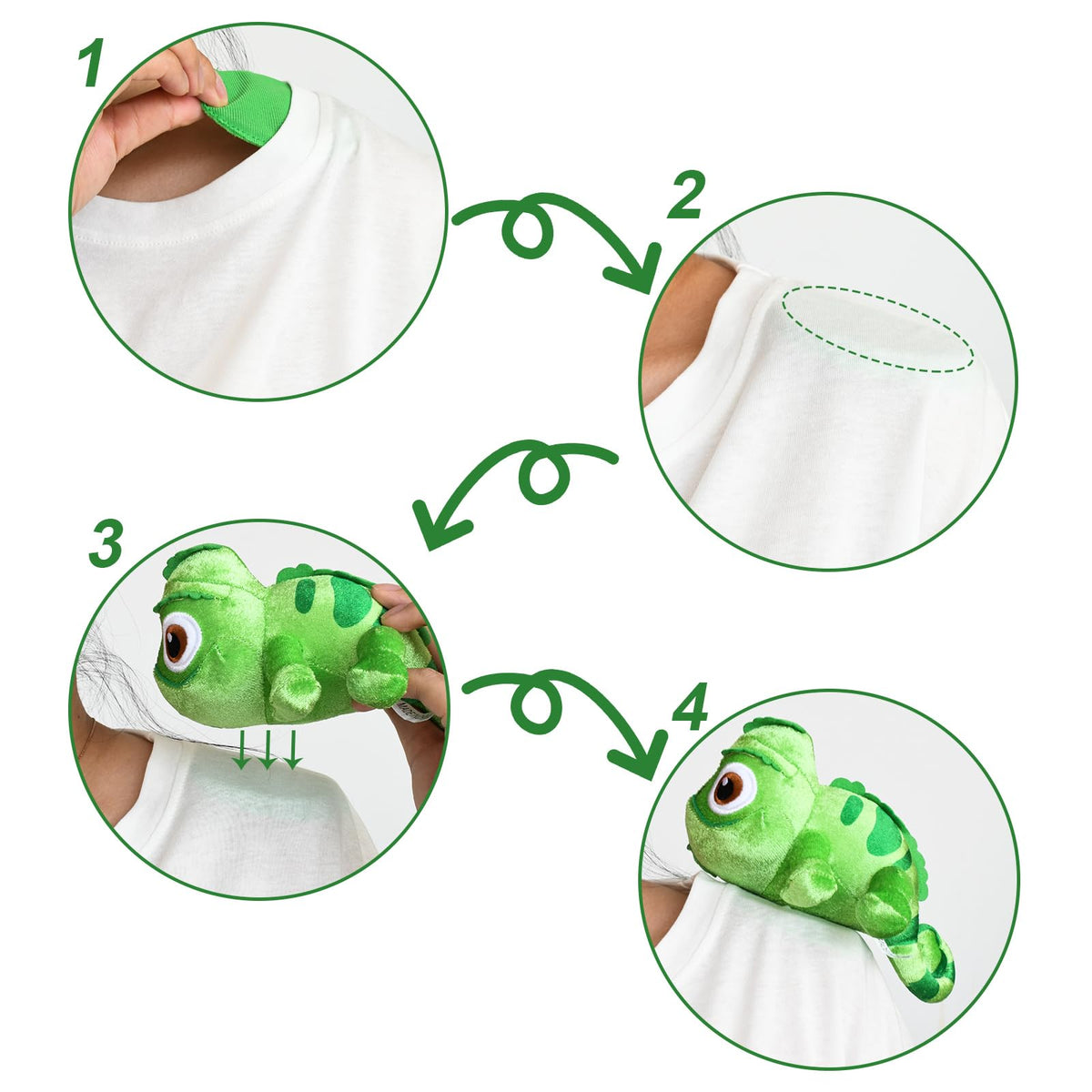 XonyiCos Lizard Plush Shoulder Magnet – Cute Green Chameleon Stuffed Toy for Kids