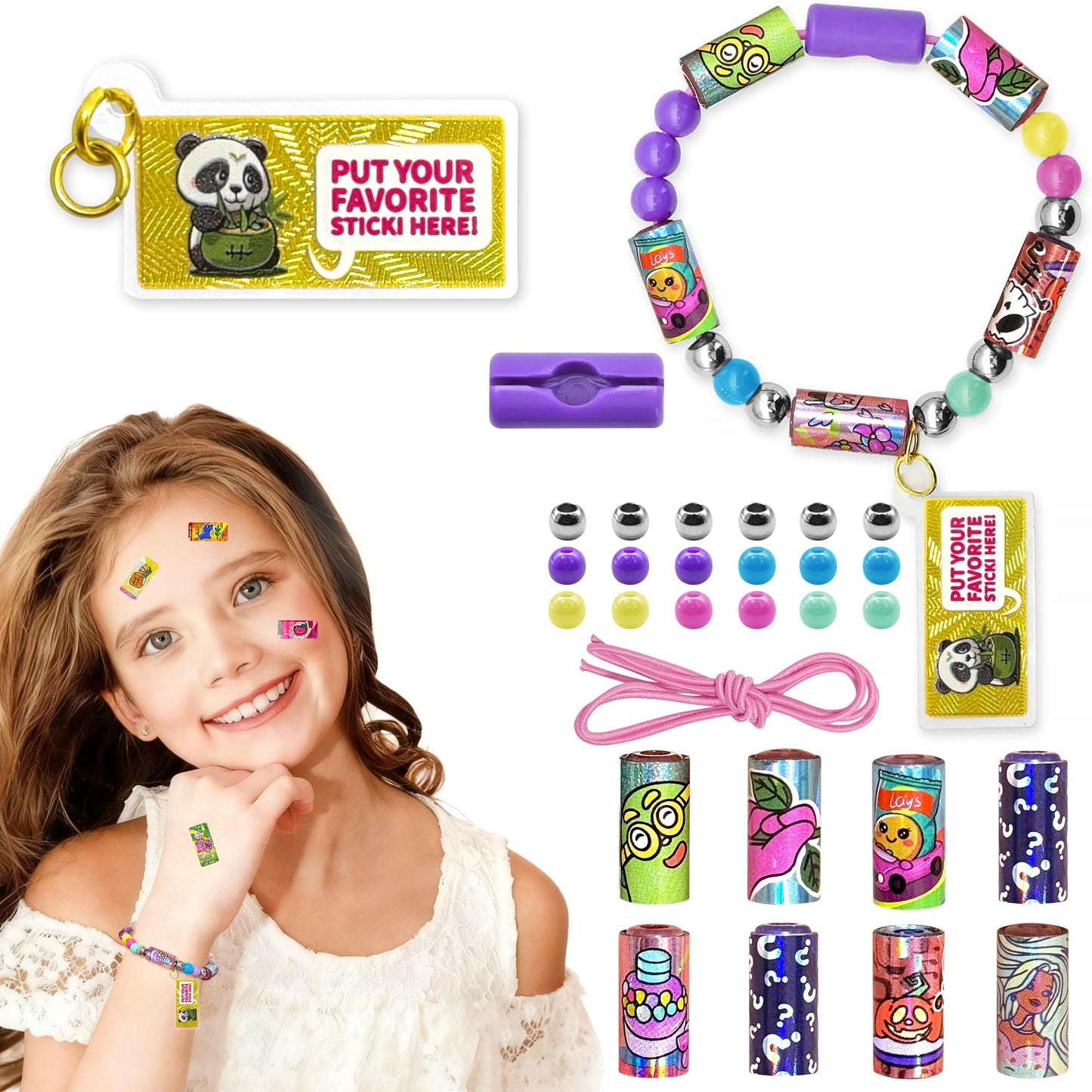 Xouyhzy Creative Sticky Rolls Bracelet Making Kit – 80 Reusable Stickers for Kids 5–12 | Classroom & Party Activity