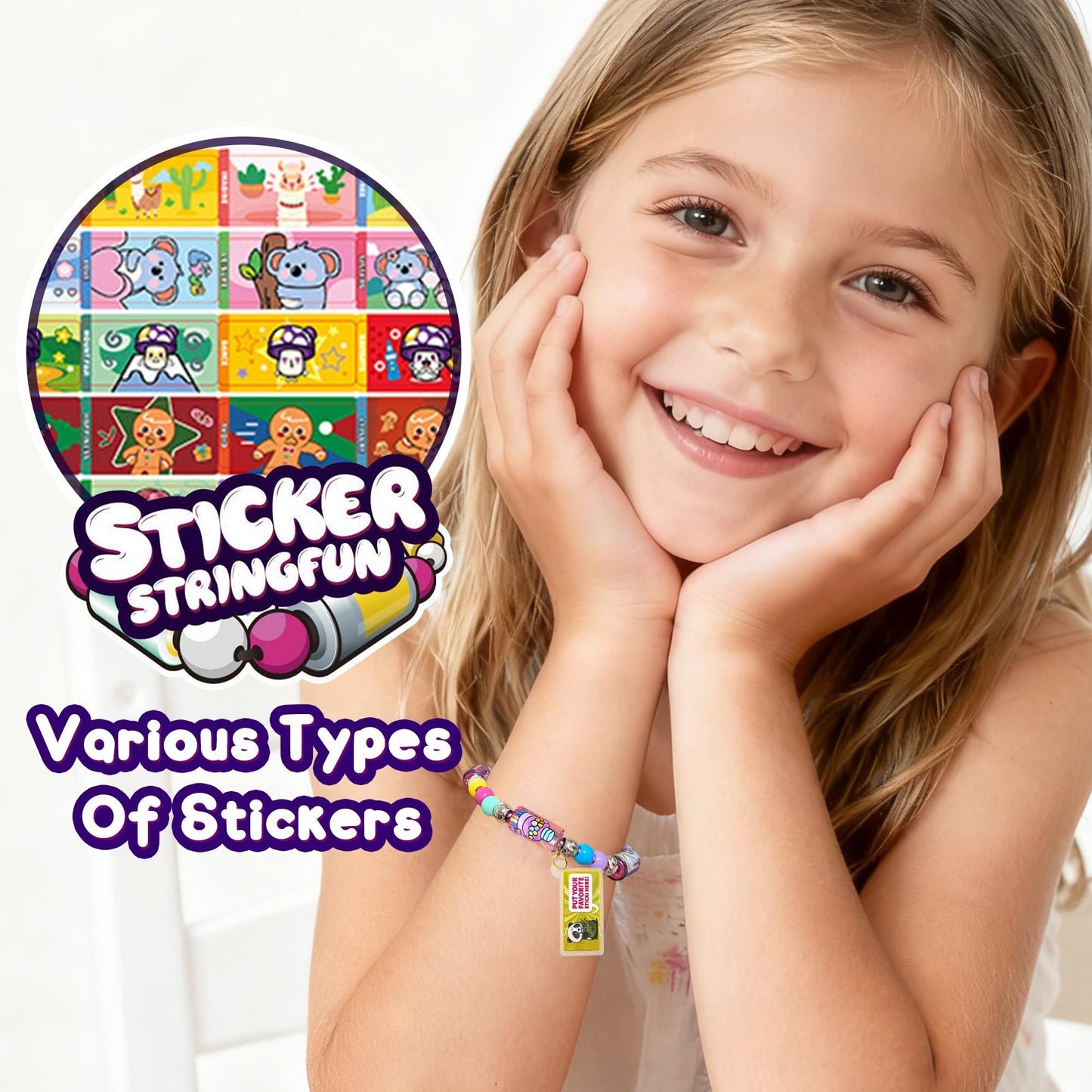 Xouyhzy Creative Sticky Rolls Bracelet Making Kit – 80 Reusable Stickers for Kids 5–12 | Classroom & Party Activity