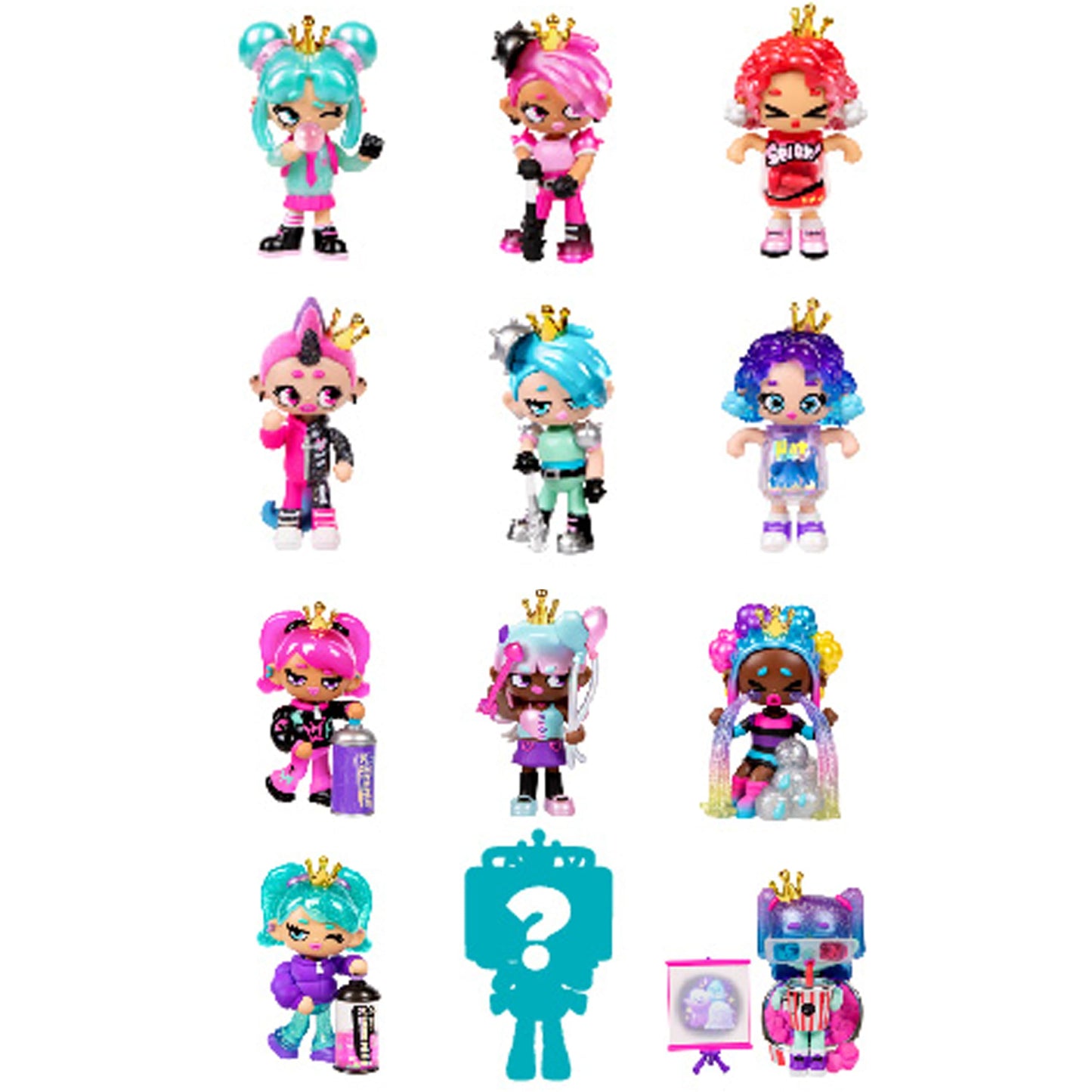 XOX KWEENIE Fearless Kweens Series - Premium 4-Inch Figurine 3-Pack with Display Case