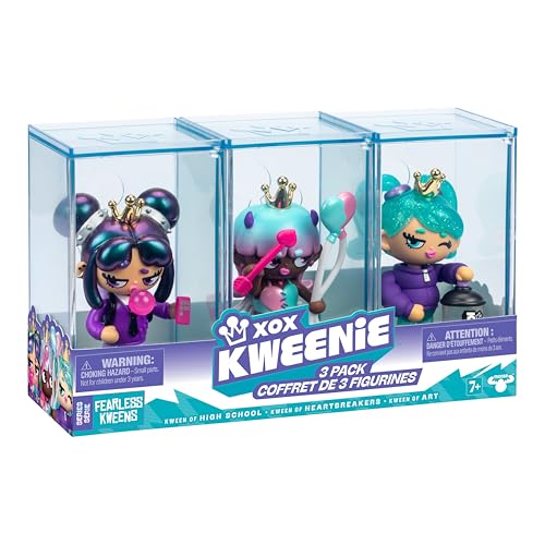 XOX KWEENIE Fearless Kweens Series - Premium 4-Inch Figurine 3-Pack with Display Case