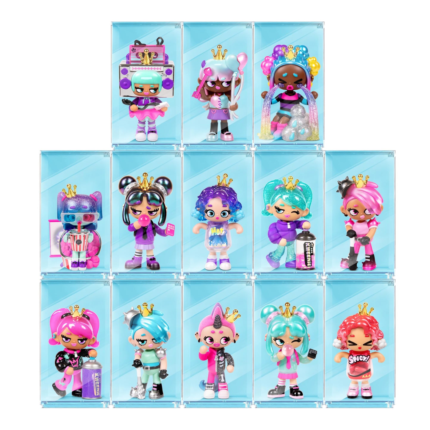 XOX KWEENIE Fearless Kweens Series - Premium 4-Inch Figurine 3-Pack with Display Case