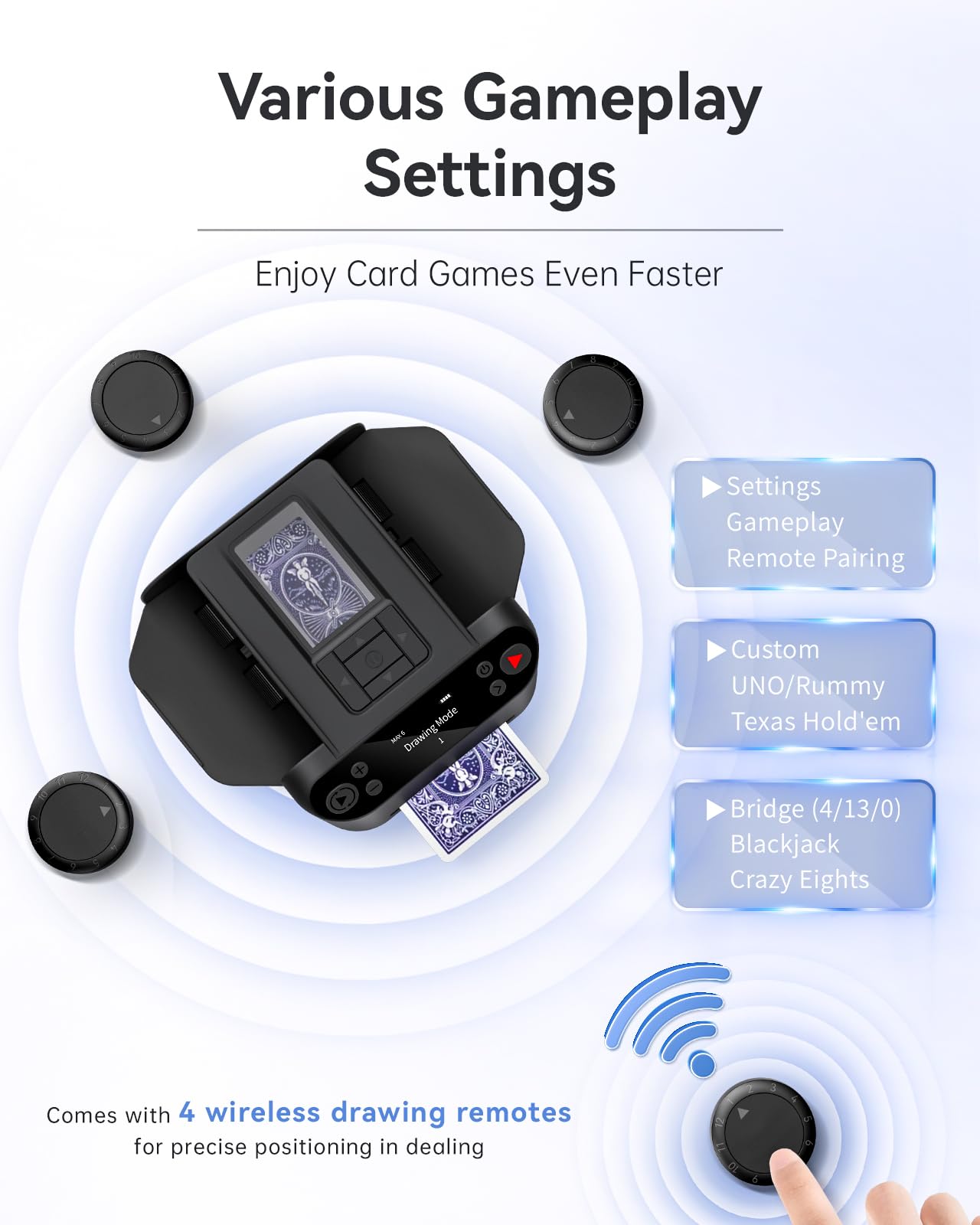 XPAW 2-in-1 Automatic Card Shuffler & Dealer for 12 Players | 360° Rotation