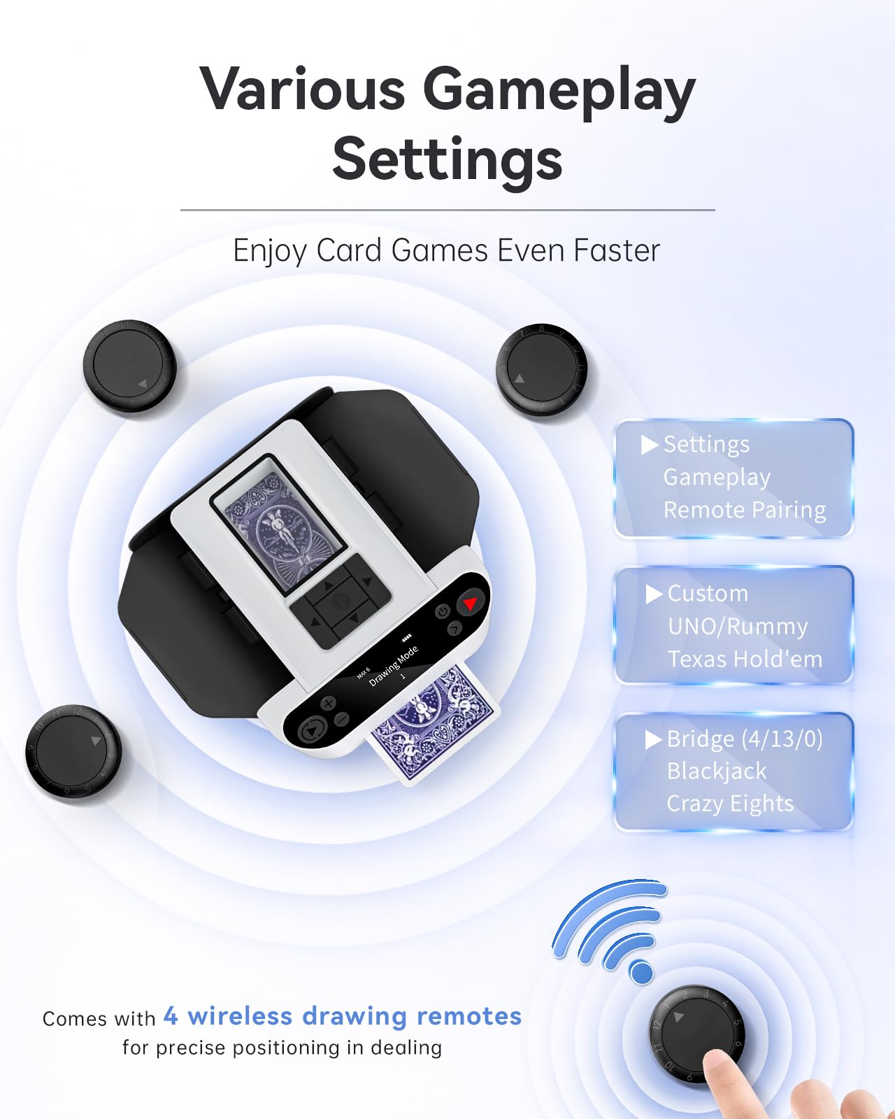 XPAW 2-in-1 Automatic Card Shuffler & Dealer — 2 Deck, 360° Rotation, 12 Players