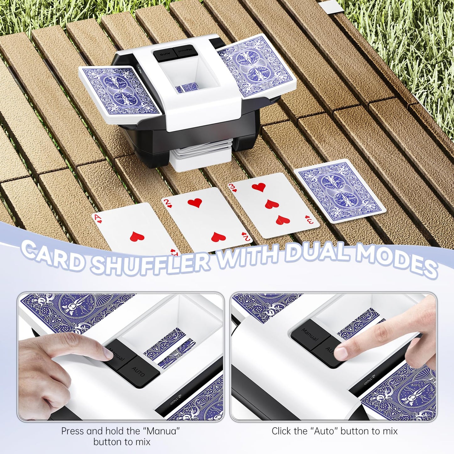 XPAW Automatic Card Shuffler 1-2 Decks Dual Auto/Manual Modes USB-C Rechargeable Quiet