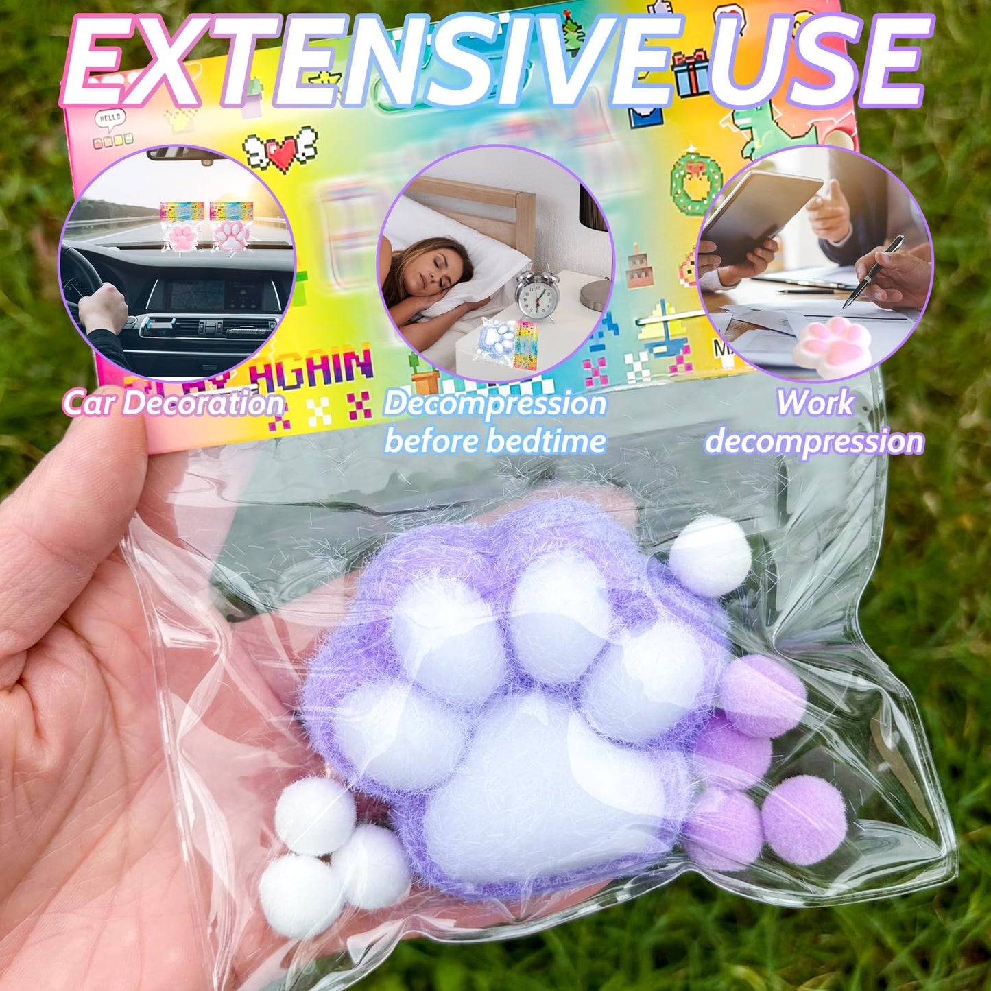 XPQKDC Stress Relief Cat Paw Toys — 4-Pack Soft Silicone Squeeze Toys