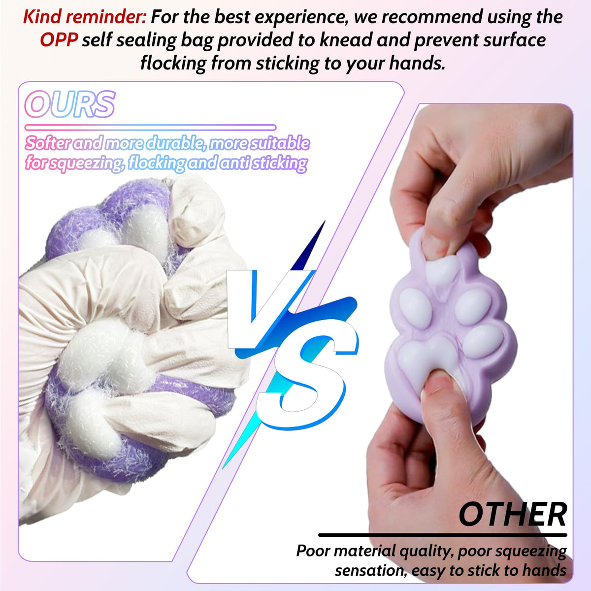XPQKDC Stress Relief Cat Paw Toys — 4-Pack Soft Silicone Squeeze Toys