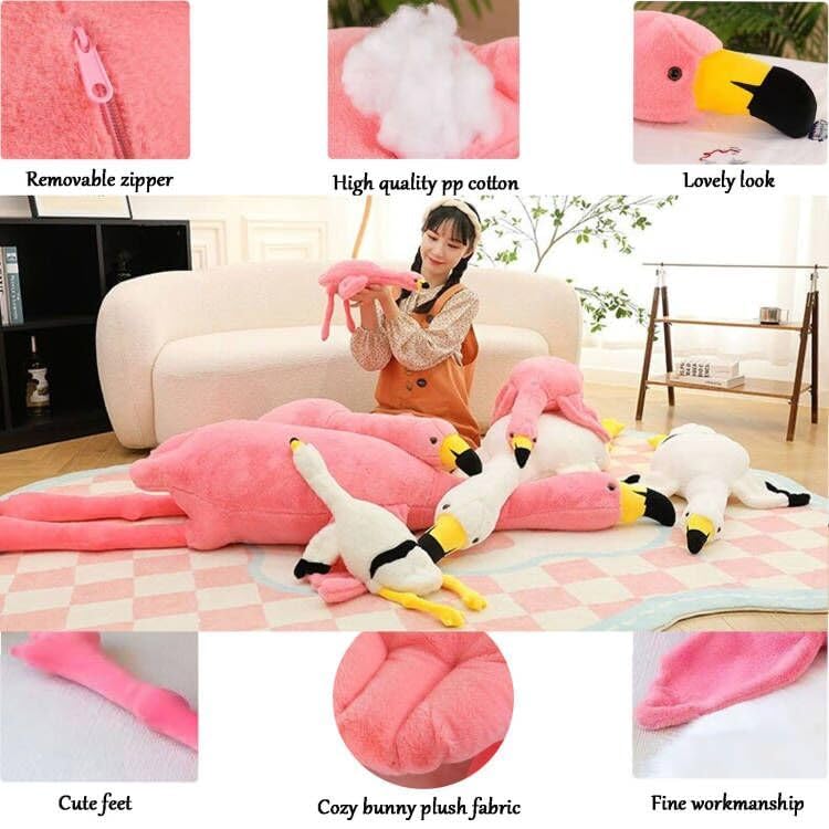 XQEYNT Pink Flamingo Plush Pillow - 34 Inch Ultra-Soft Huggable Flamingo