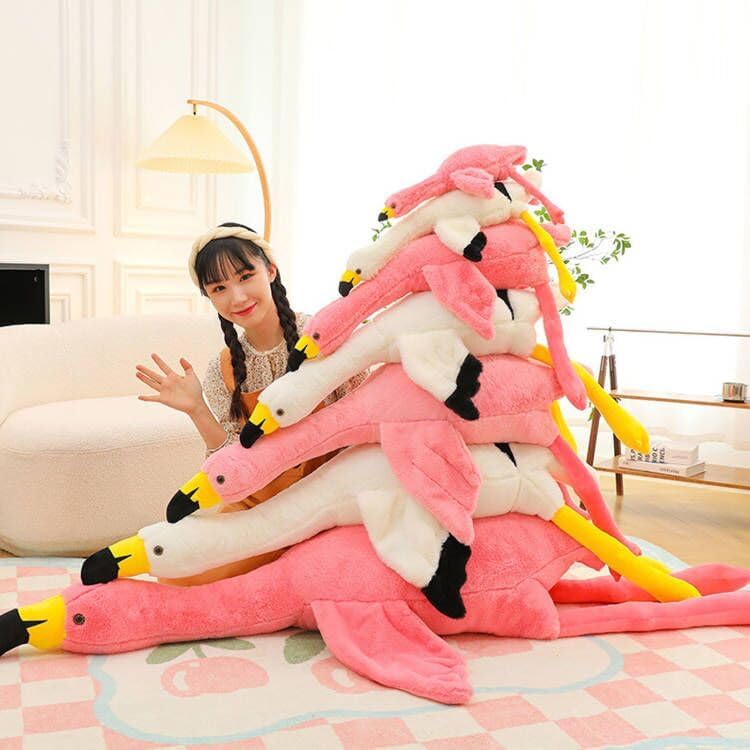 XQEYNT Pink Flamingo Plush Pillow - 34 Inch Ultra-Soft Huggable Flamingo