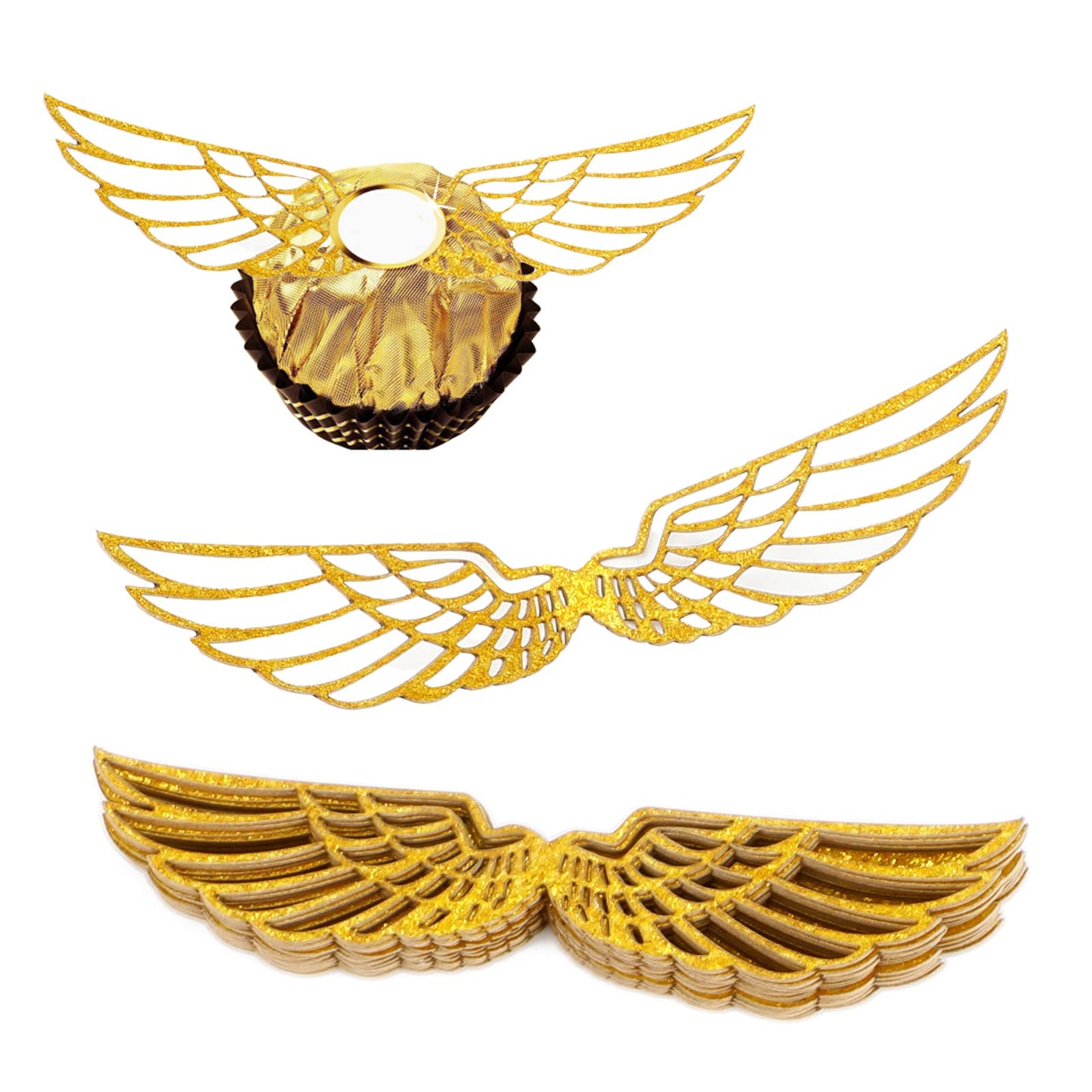 XQNRWYTU 50 Pcs Golden Wings Chocolate Decor – Wizard Party Cupcake Toppers