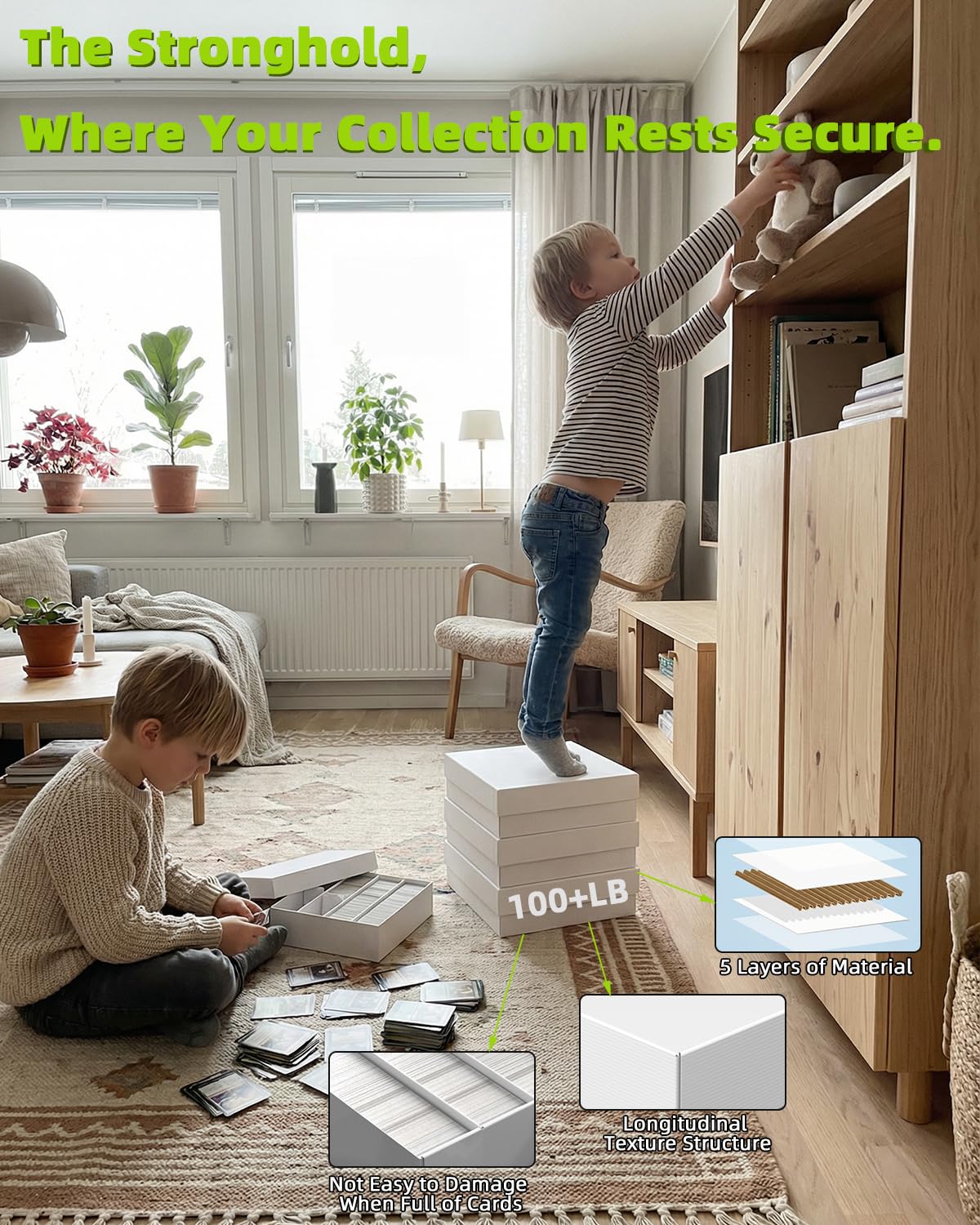 XRACV 4-Pack Card Storage Box with Baffle & Dividers | Large Capacity Trading Card Organizer