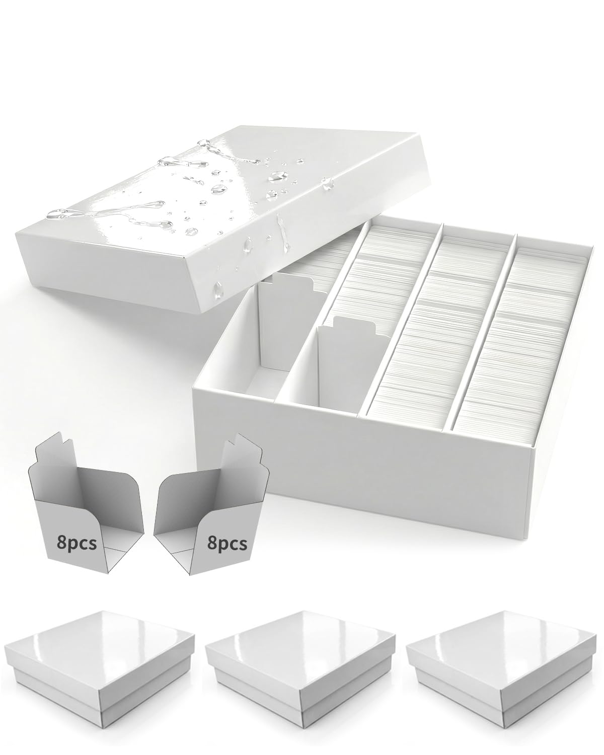 XRACV 4-Pack Card Storage Box with Baffle & Dividers | Large Capacity Trading Card Organizer