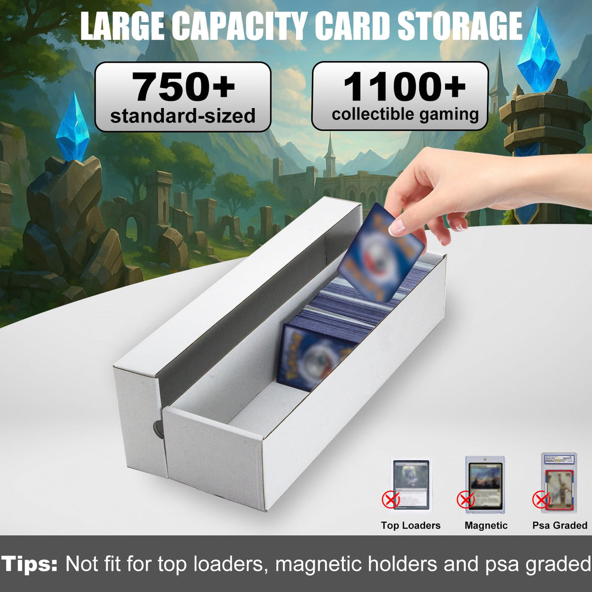 XRACV 6-Pack Trading Card Storage Box with Lift-Off Lid – Large Capacity Organizer for TCG MTG and Baseball Cards
