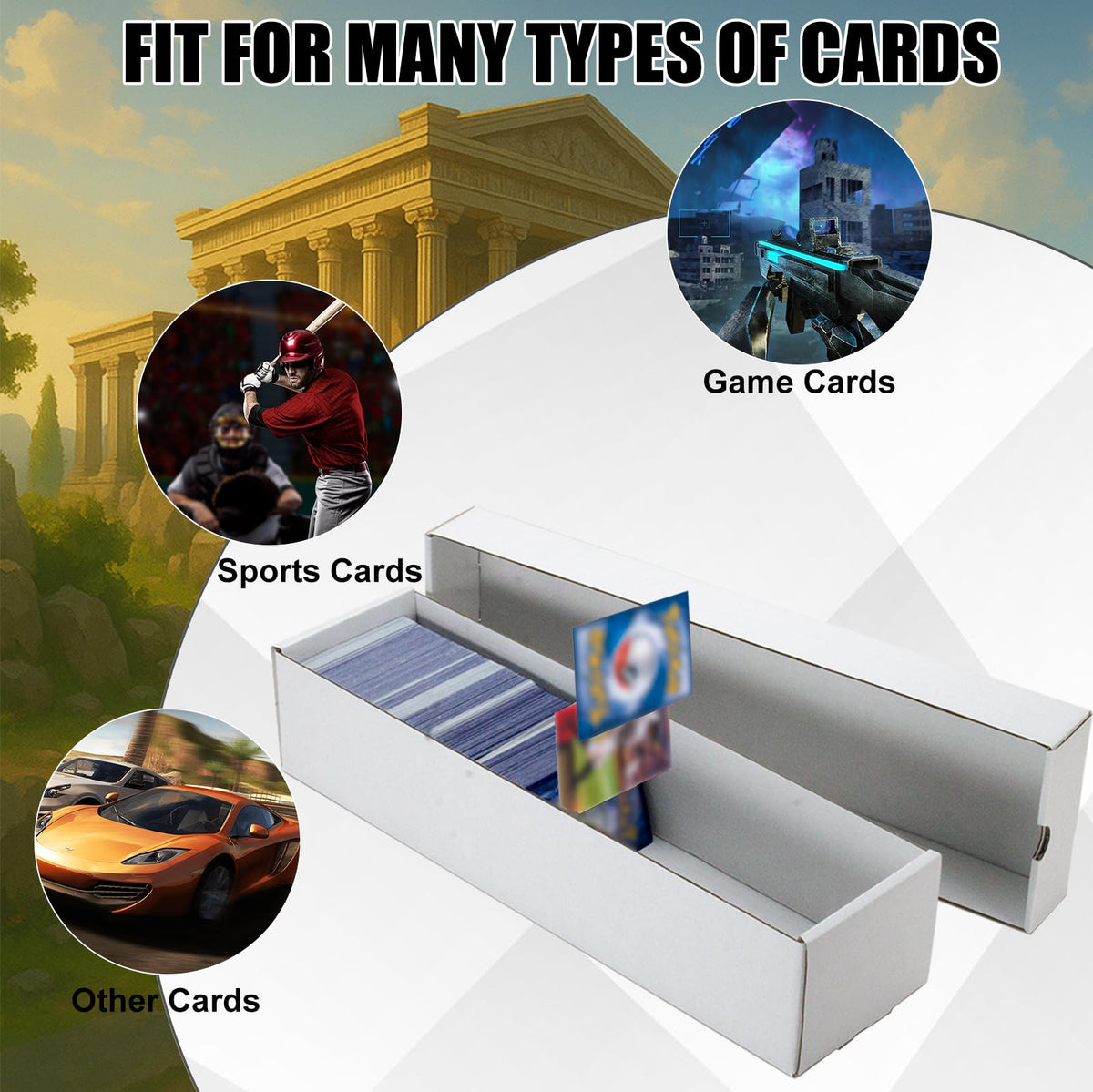 XRACV 6-Pack Trading Card Storage Box with Lift-Off Lid – Large Capacity Organizer for TCG MTG and Baseball Cards
