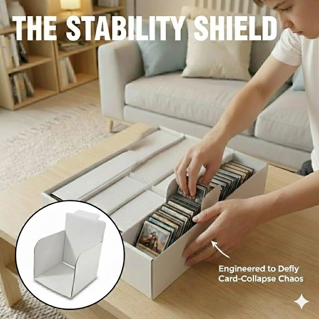 XRACV 4-Pack Card Storage Box with Baffle & Dividers | Large Capacity Trading Card Organizer