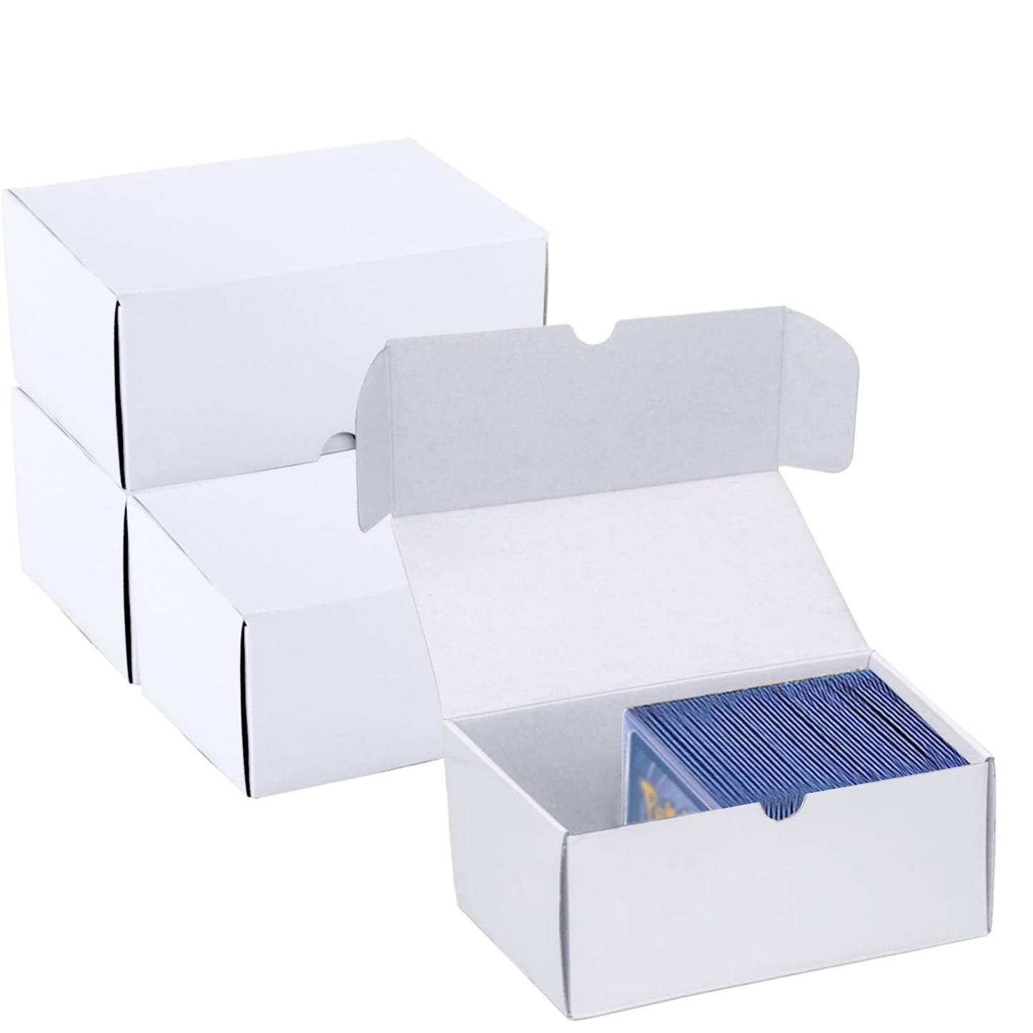 XRACV Toploader Trading Card Storage Box – 4-Pack, 100-Count Each, White Corrugated