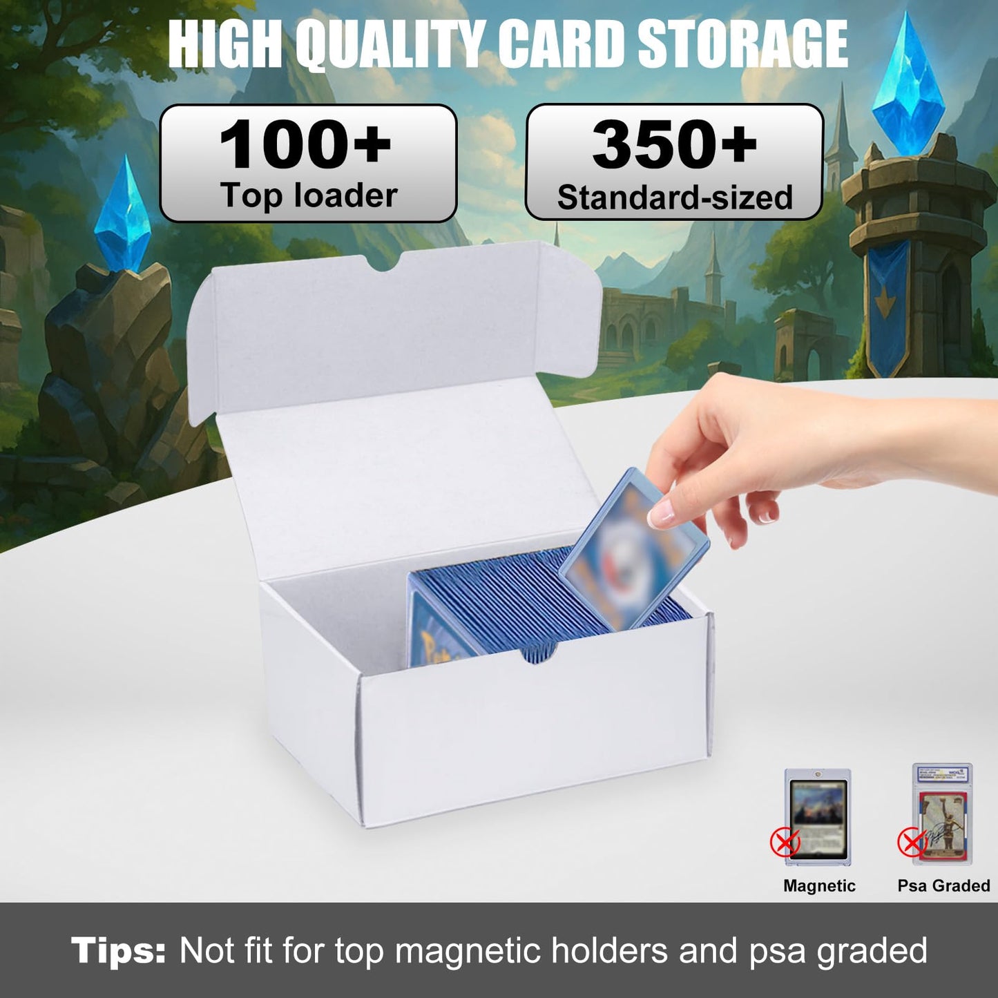 XRACV Toploader Trading Card Storage Box – 4-Pack, 100-Count Each, White Corrugated