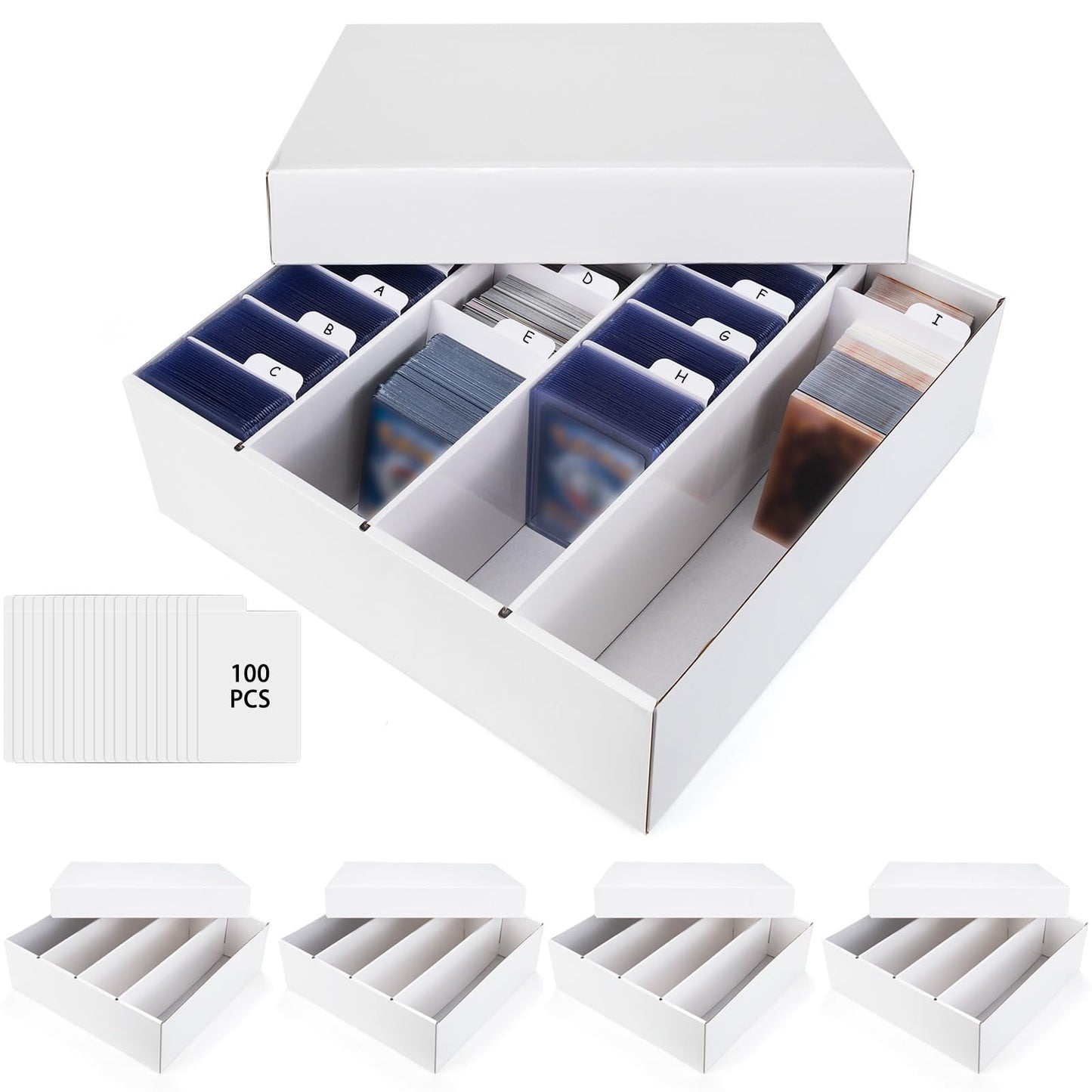 XRACV Trading Card Storage Box — 4-Row, 3200+ Cards, 5-Pack