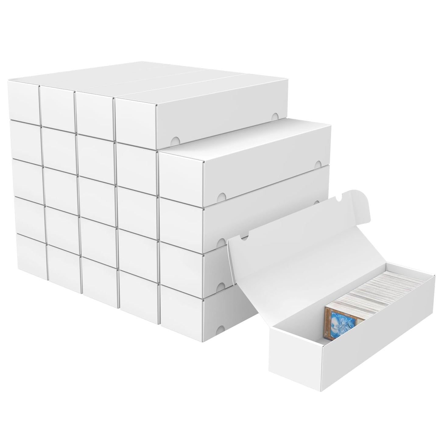 XRACV Trading Card Storage Box – 25-Pack, 1100-Count, White Corrugated Bulk Card Organizer
