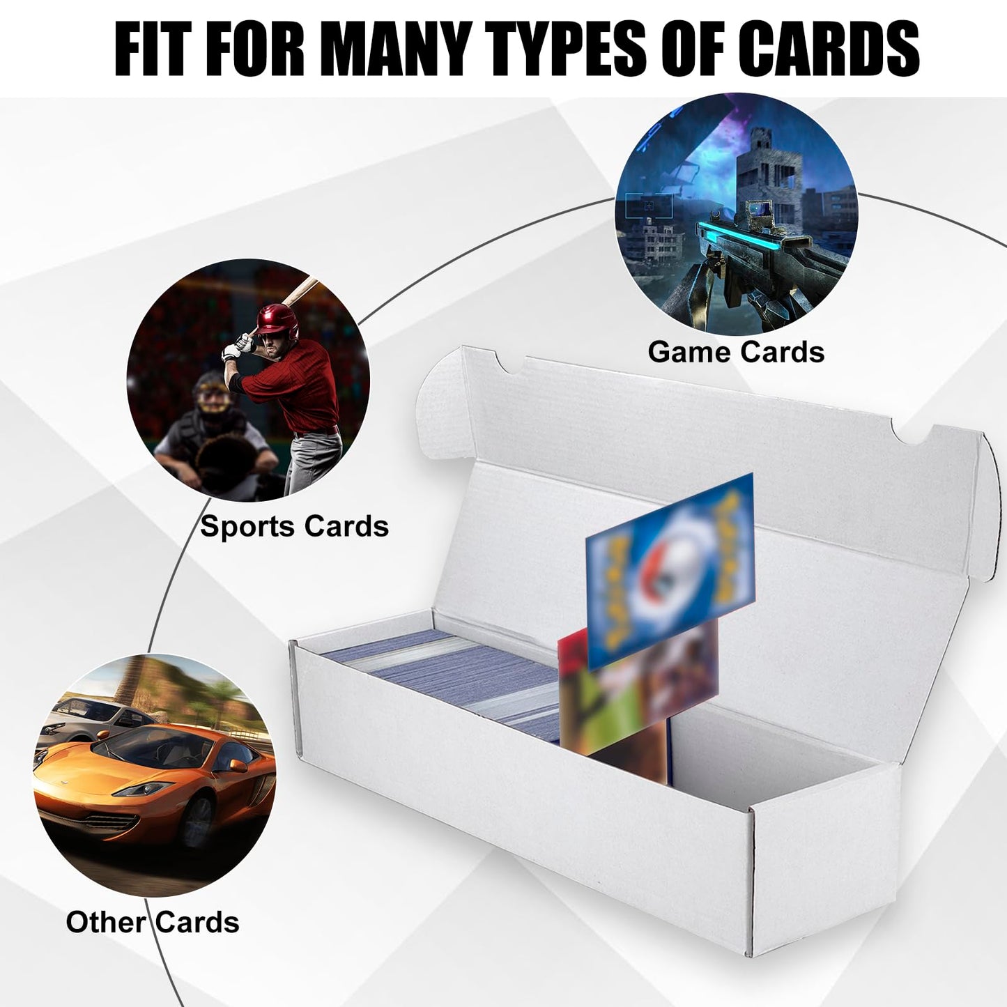 XRACV Trading Card Storage Box – 25-Pack, 1100-Count, White Corrugated Bulk Card Organizer