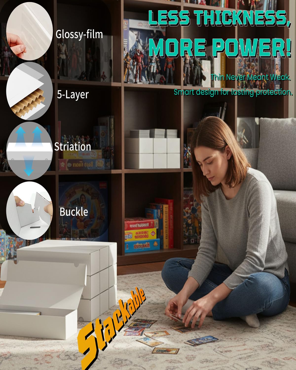 XRACV Upgraded Card Storage Box – 8-Pack with Removable Dividers for Trading Cards